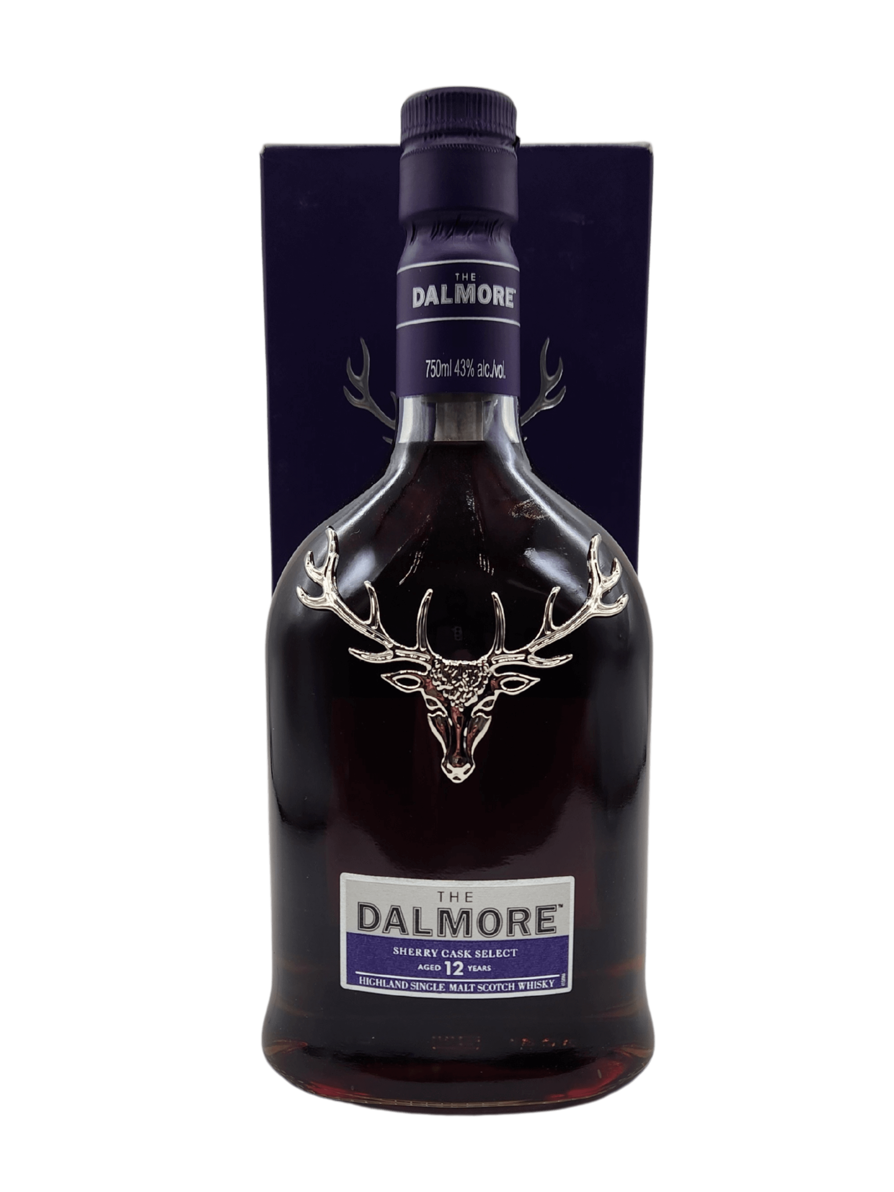 Dalmore 12 Year Old Sherry Cask Select Scotch Whisky bottle, 750mL, Highland Single Malt, displayed with box, elegant design
