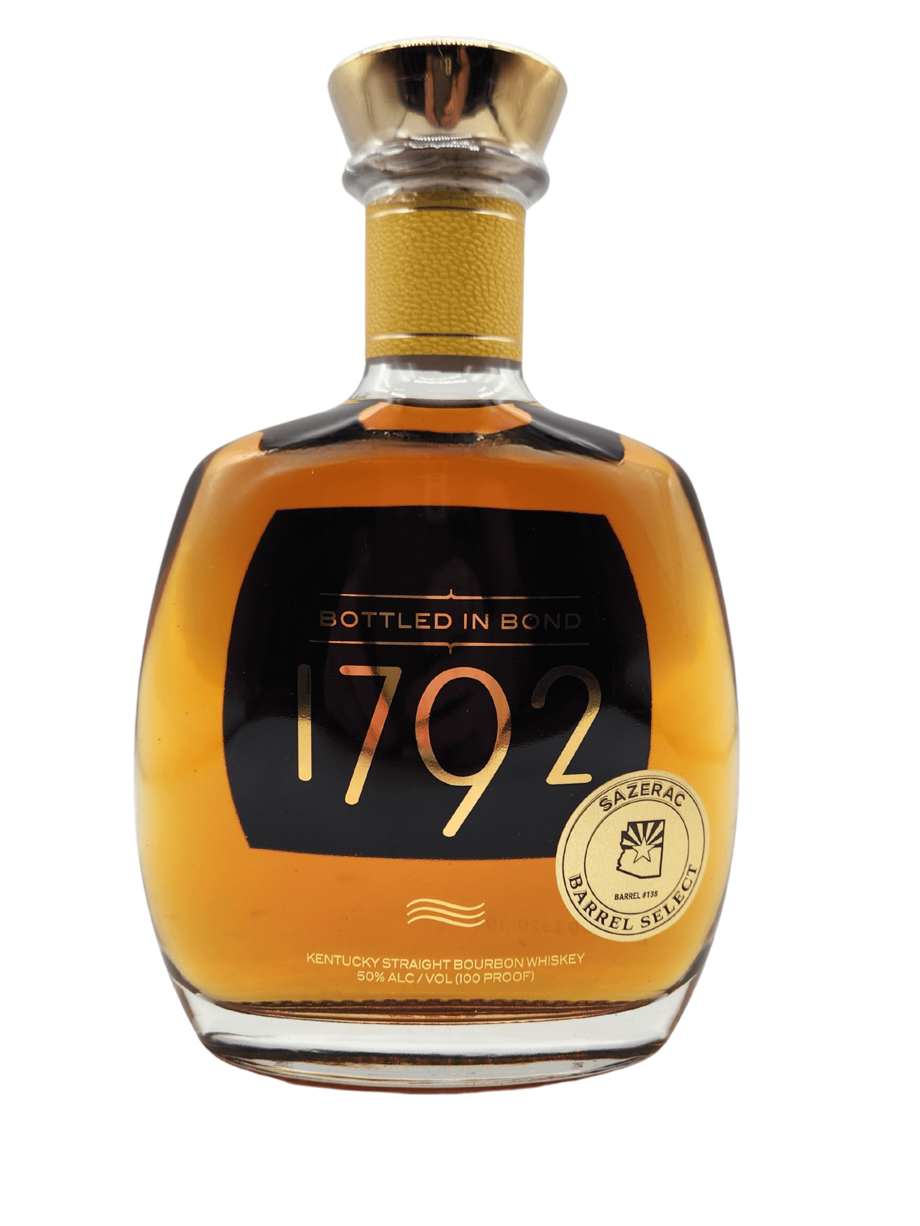 1792 Sazerac Barrel Select Bonded Bourbon 750mL bottle, Kentucky straight bourbon, Barton 1792 Distillery, 100 proof