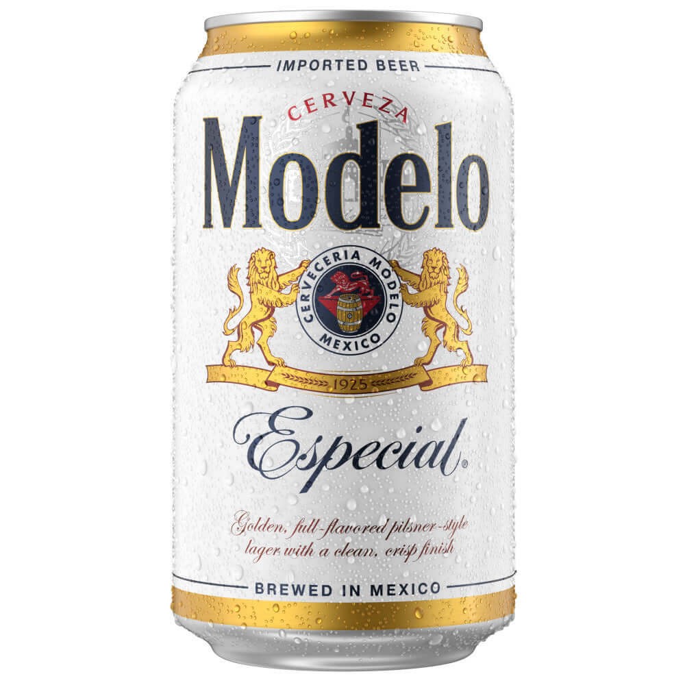 Modelo Especial 12oz can, Mexican lager with crisp malt flavor by Grupo Modelo, brewed in Mexico City. ABV 4.4%.