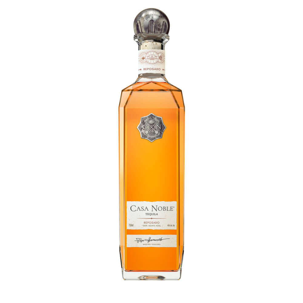 Alt Tag: Casa Noble Reposado 750ml Tequila, aged 364 days in French oak, smooth with 40% ABV, crafted from 100% Blue Weber agave.