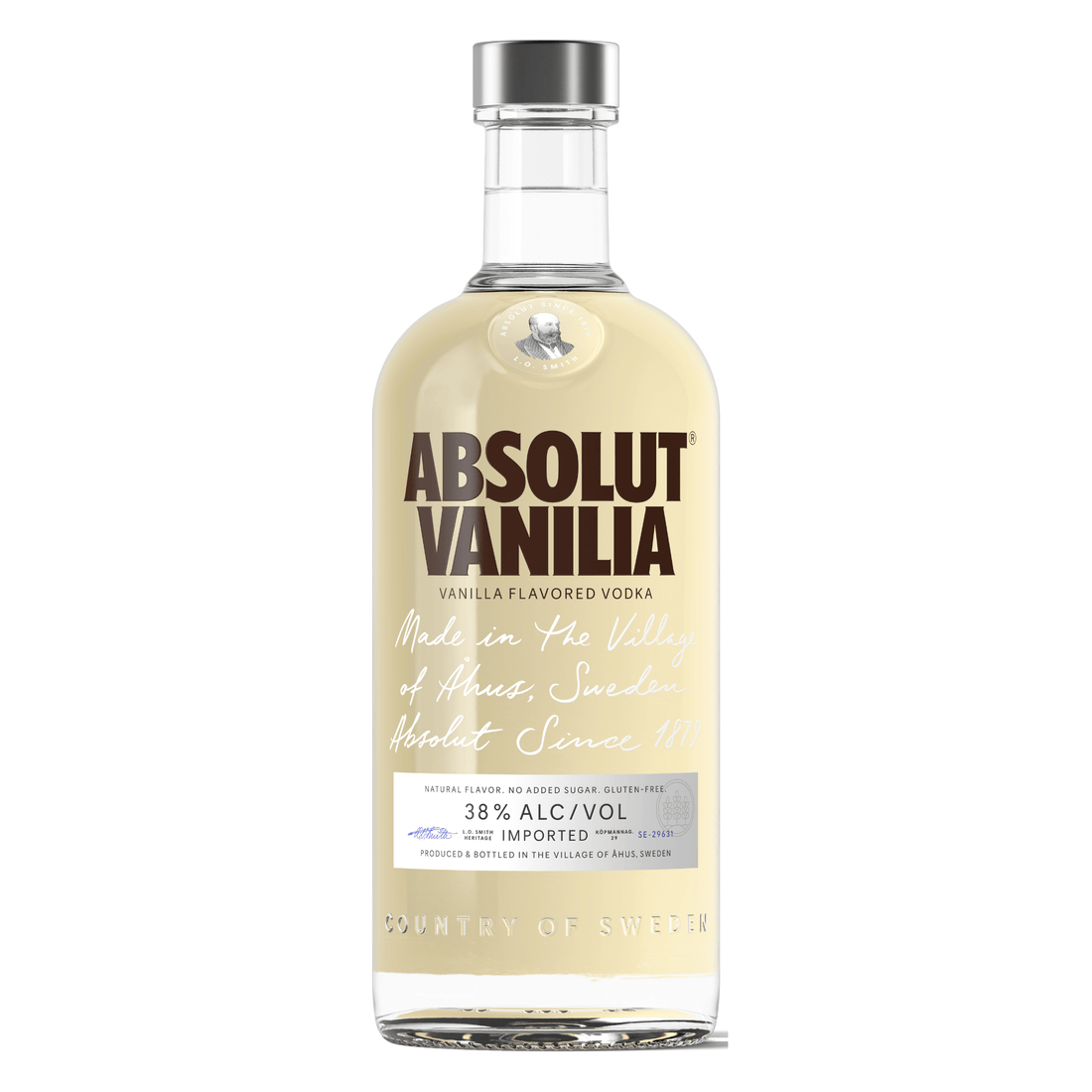 Absolut Vanilla Vodka bottle, 750ml, showcasing Swedish craftsmanship; ideal for vanilla martinis and dessert cocktails.
