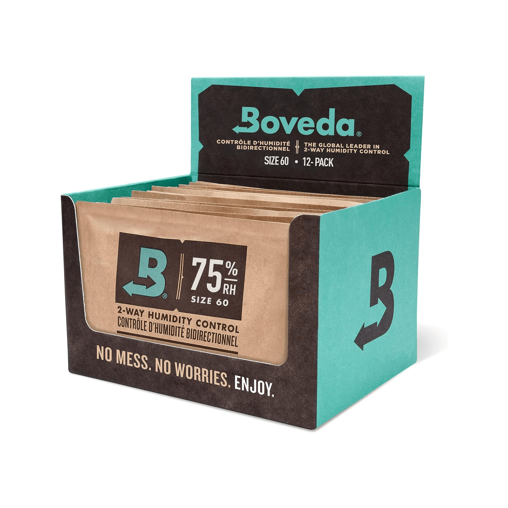 Boveda 75% RH 60g Humidity Packets for Cigar Humidors - Two-Way Humidity Control, Box of 12