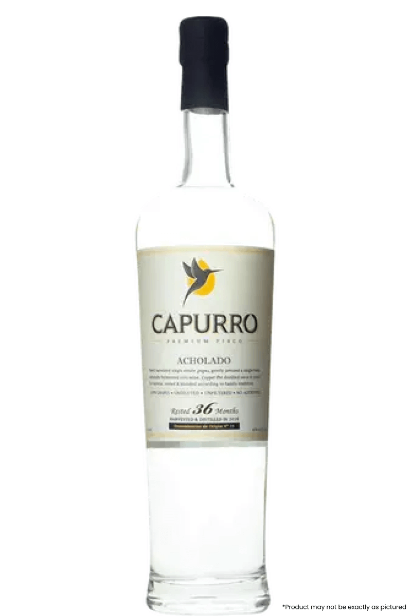 Type: Pisco
Country: Peru
Size: 750ml
ABV: 40%
Notes: Hand harvested single estate grapes, gently pressed a single time, naturally fermented into wine, Copper Pot distilled once to proof by varietal, rested & blended according to family tradition. Capurro Pisco is made 100% of grapes, undiluted, unfiltered, and with no additives of any kind at any step of the production process.