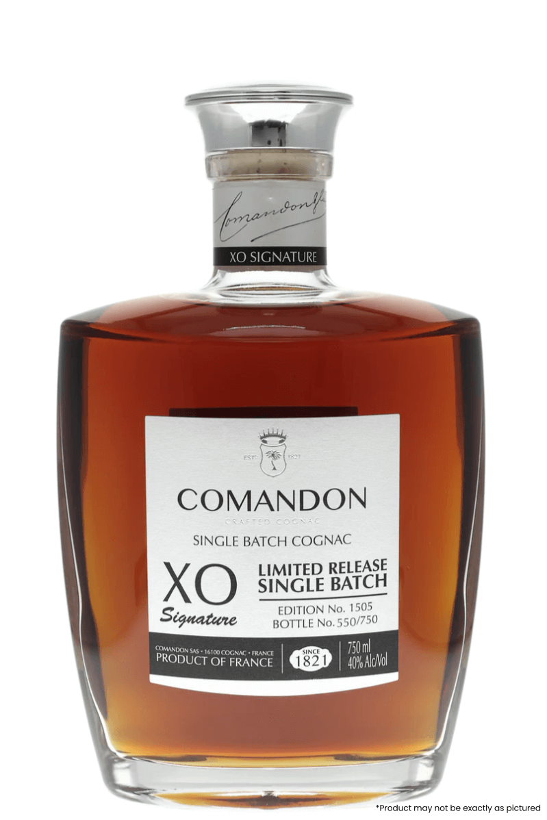 Type: Cognac
Country: France
Size: 750ml
ABV: 40%
Notes: “COMANDON Cognac XO Signature symbolizes our vision of what represents an outstanding young XO. Many customers mistakenly believe that XO cognacs should necessary be extremely old to be good when in fact it is well known by professionals and spirit fans that older spirits are not necessarily better. XO Signature embodies the characteristics of &
