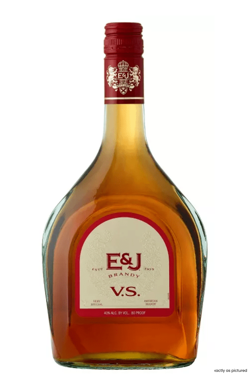 Type: Brandy
Region: California
Country: USA
Size: 750ml
ABV: 40%
Notes: E&J Brandy is America’s most awarded brandy. Layers of apple and toasted oak with hints of vanilla and spice round out the flavor and linger in the aftertaste. E&J VS brandy is smooth enough to drink straight or in a variety of mixed drinks. If you are looking for simple cocktails, this brandy mixes perfectly with ginger ale, club soda or cola. Our experience of making brandy since 1938 has allowed us to perfect our craft and bring the