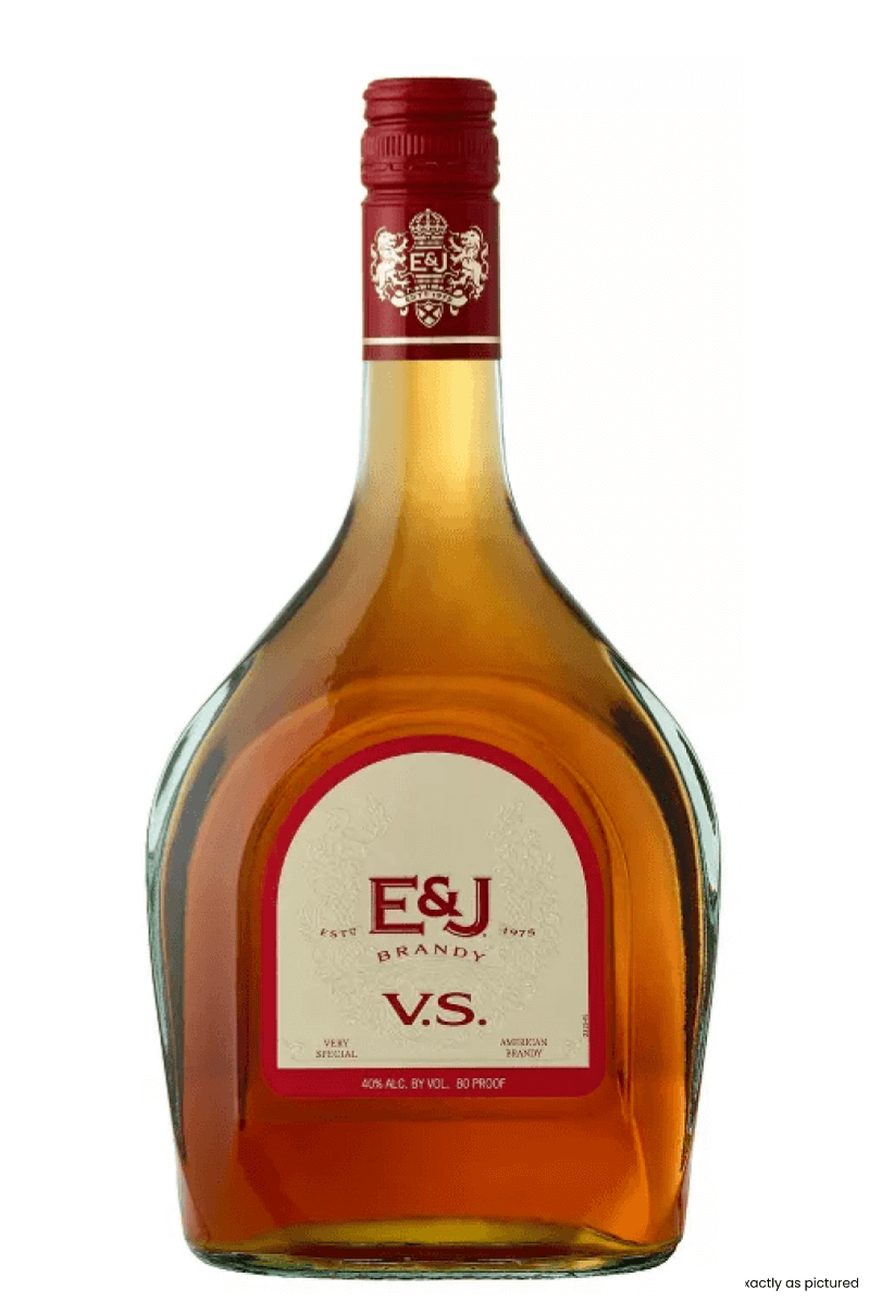 Type: Brandy
Region: California
Country: USA
Size: 750ml
ABV: 40%
Notes: E&J Brandy is America’s most awarded brandy. Layers of apple and toasted oak with hints of vanilla and spice round out the flavor and linger in the aftertaste. E&J VS brandy is smooth enough to drink straight or in a variety of mixed drinks. If you are looking for simple cocktails, this brandy mixes perfectly with ginger ale, club soda or cola. Our experience of making brandy since 1938 has allowed us to perfect our craft and bring the
