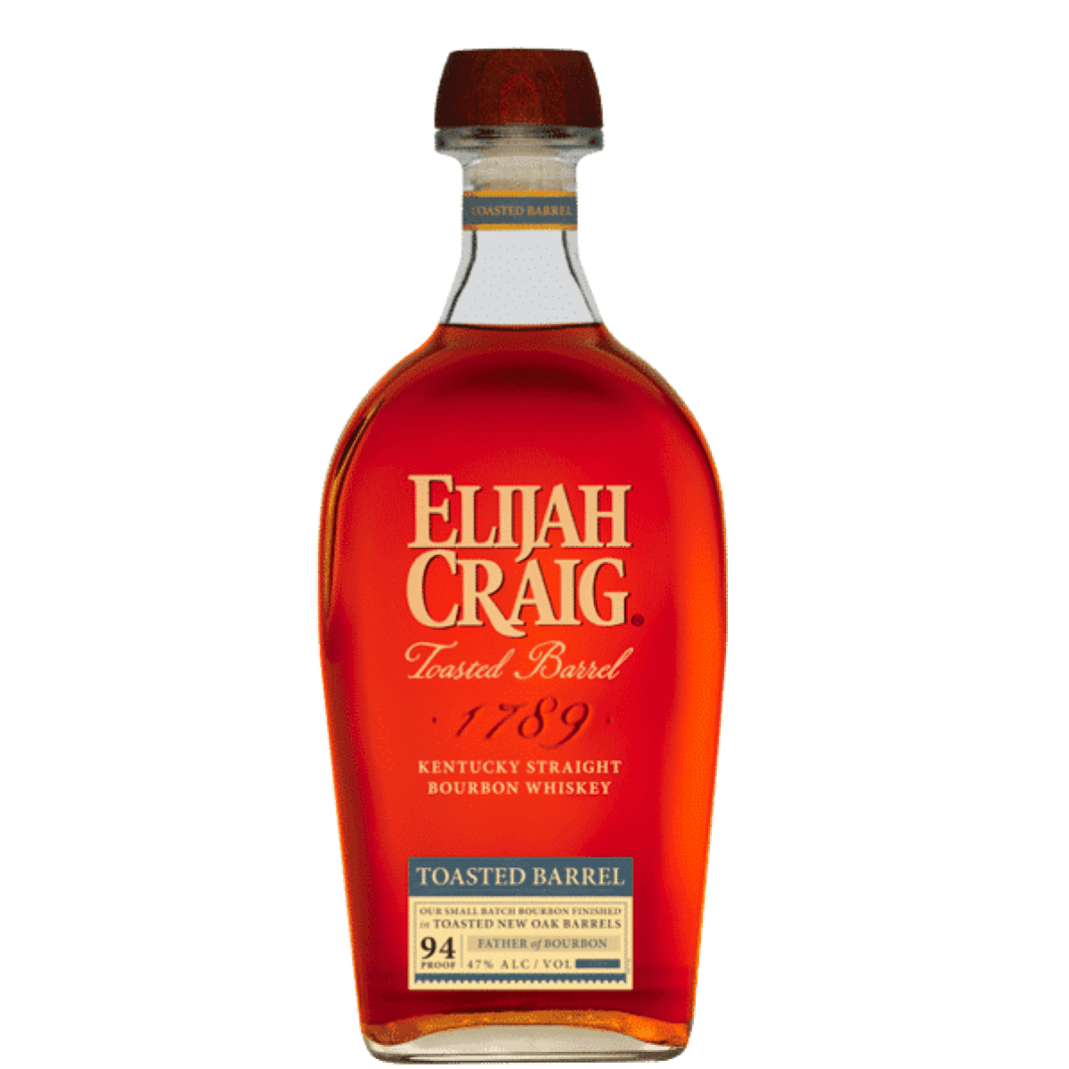 Elijah Craig Toasted Barrel Bourbon 750ml bottle, Kentucky straight bourbon from Heaven Hill Distillery, ABV 47% (94 Proof).