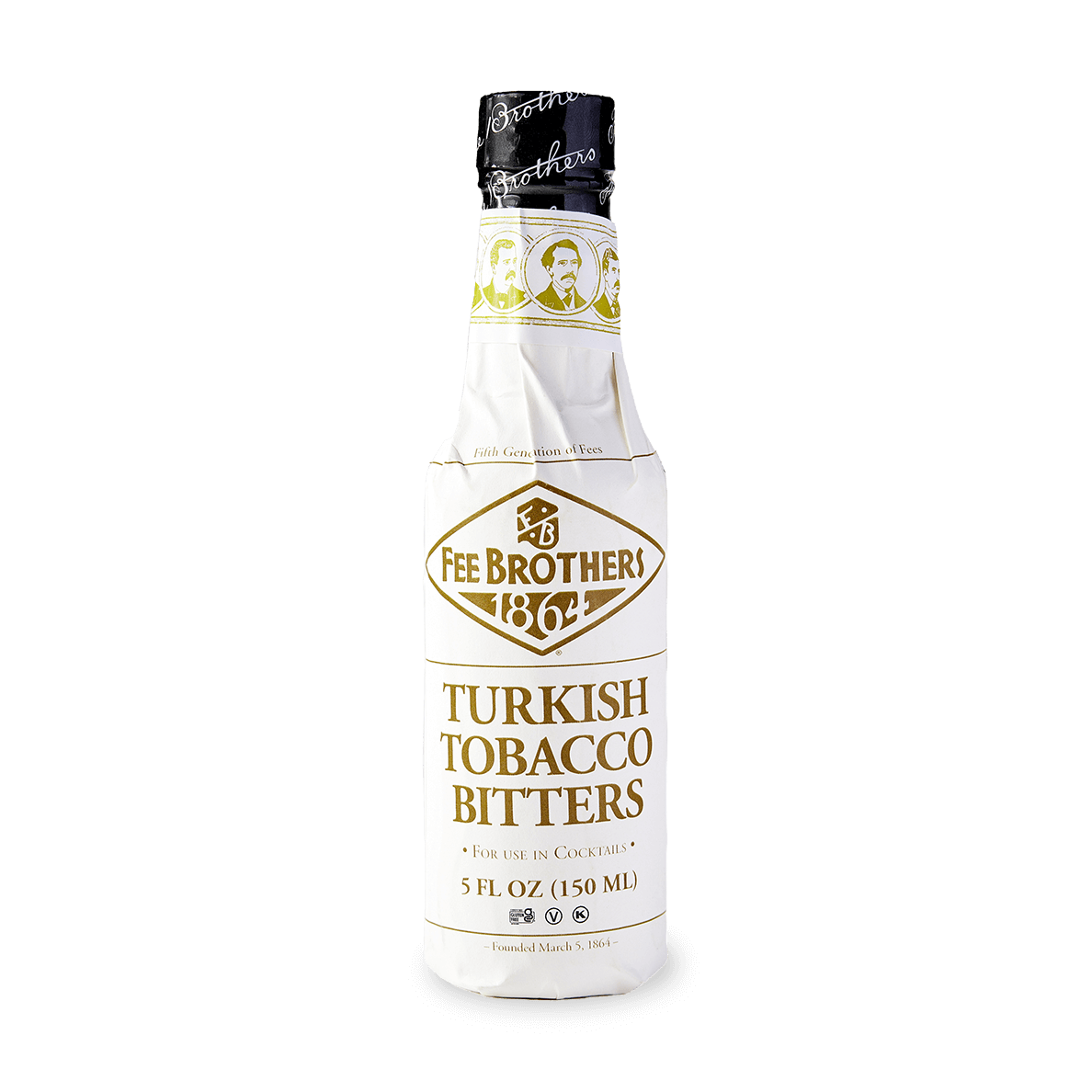 Fee Brothers Turkish Tobacco Bitters 5oz bottle, classic cocktail flavoring from Rochester, NY.