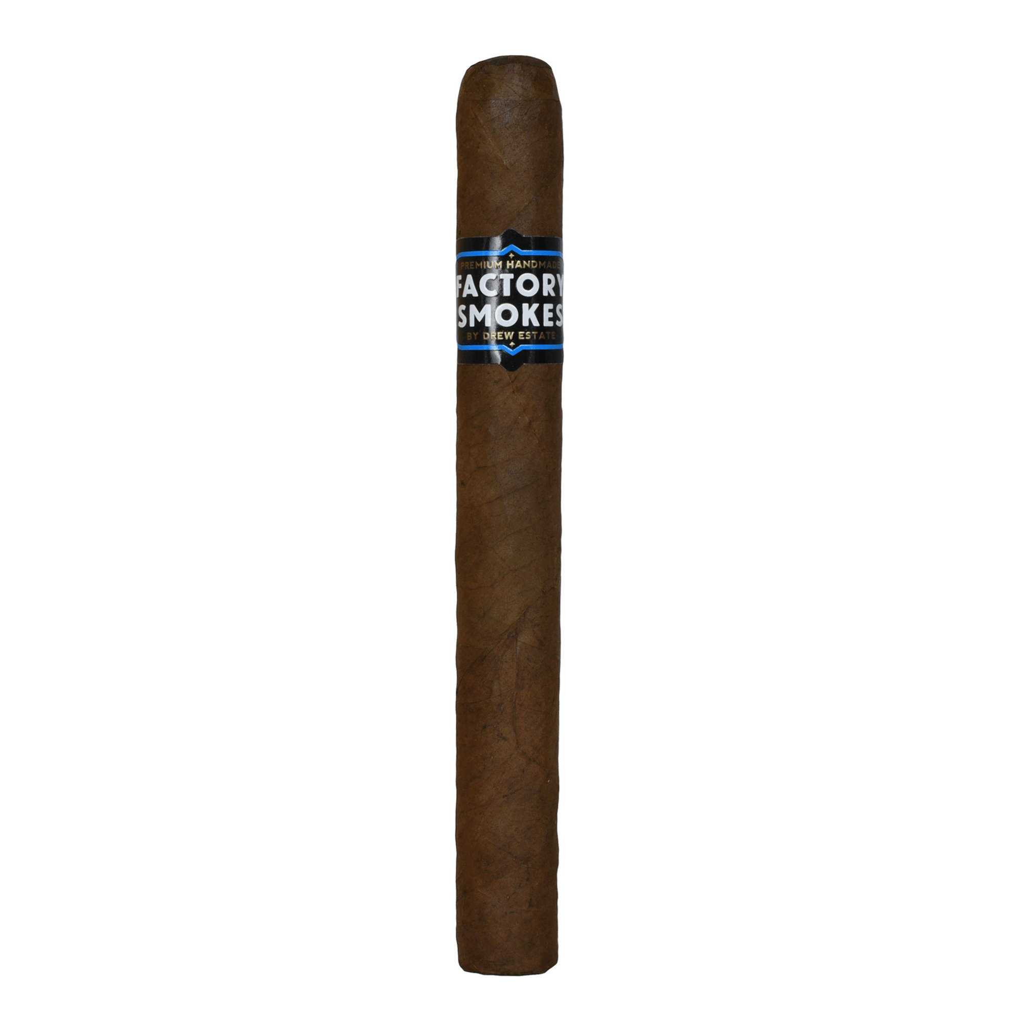 Factory Smokes Sun Grown Churchill cigar with Nicaraguan filler and sun-grown wrapper, offering robust earthy flavors and cedar sweetness.