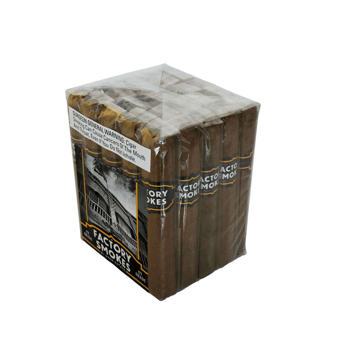 Factory Smokes Shade Robusto cigars in plastic packaging, mild Nicaraguan cigars with creamy notes, size 5x54, by Drew Estate