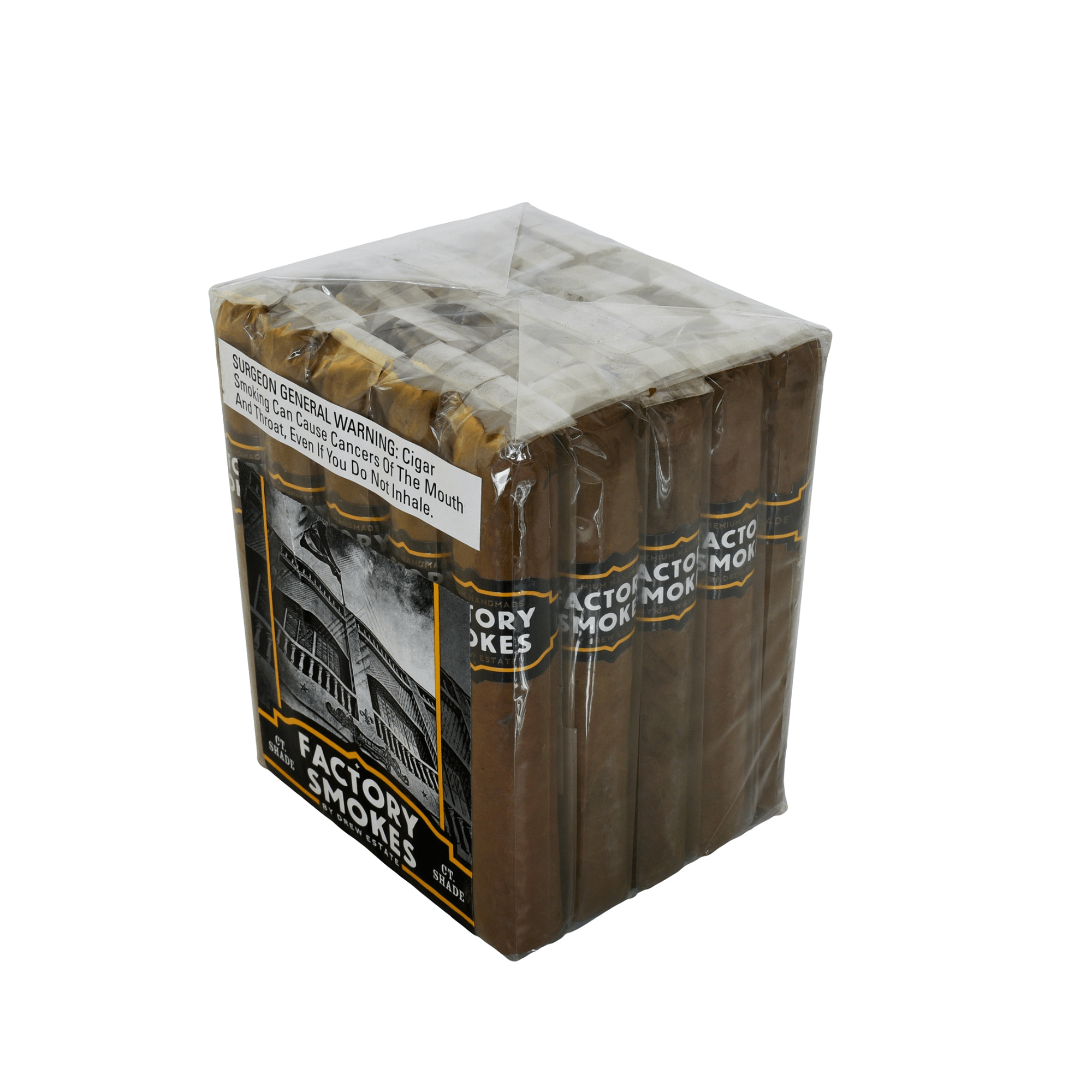 Factory Smokes Shade Robusto cigars in plastic packaging, mild Nicaraguan cigars with creamy notes, size 5x54, by Drew Estate