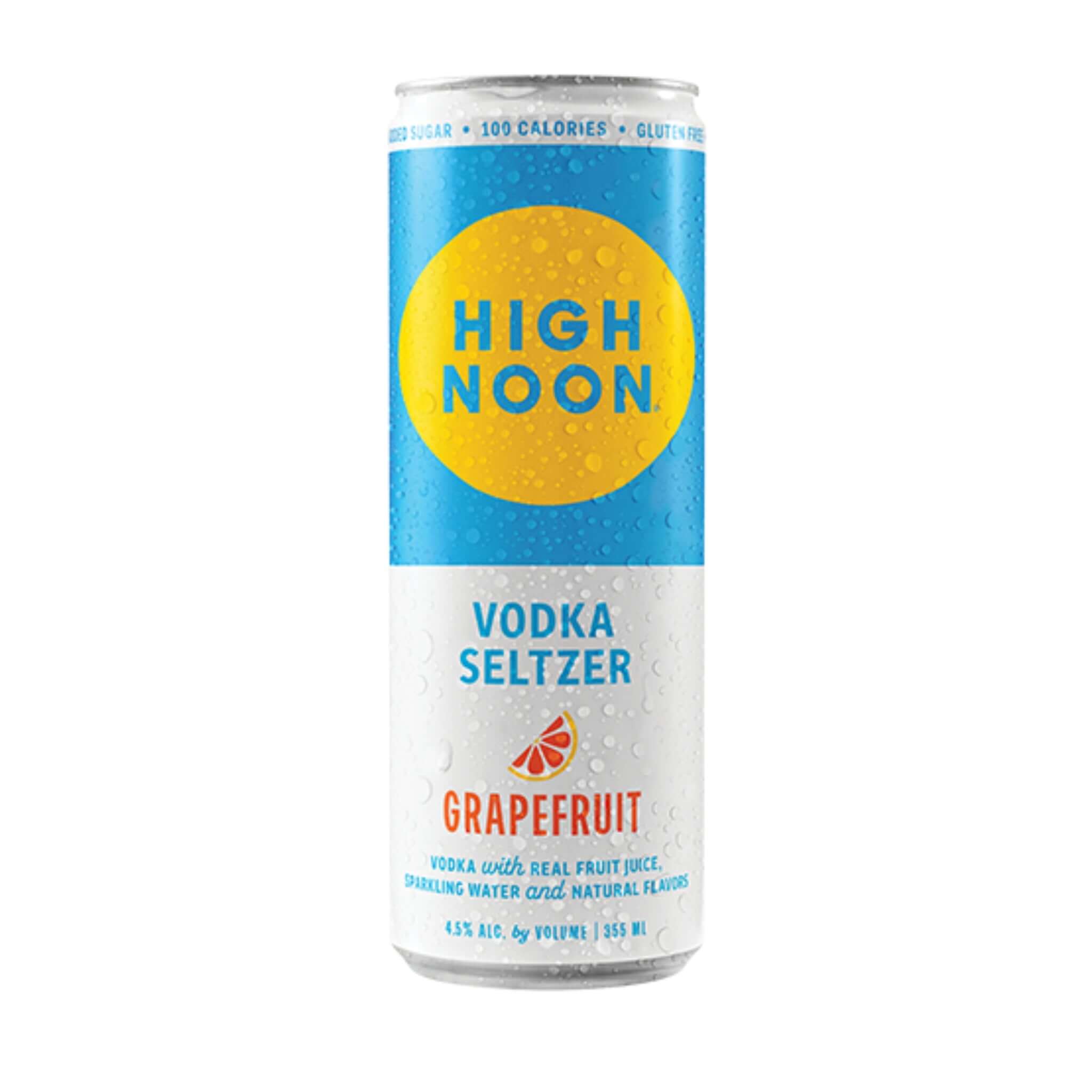 High Noon Sun Sips Grapefruit 12oz can, tangy citrus hard seltzer with 4.5% ABV by High Noon Spirits, gluten-free and refreshing.