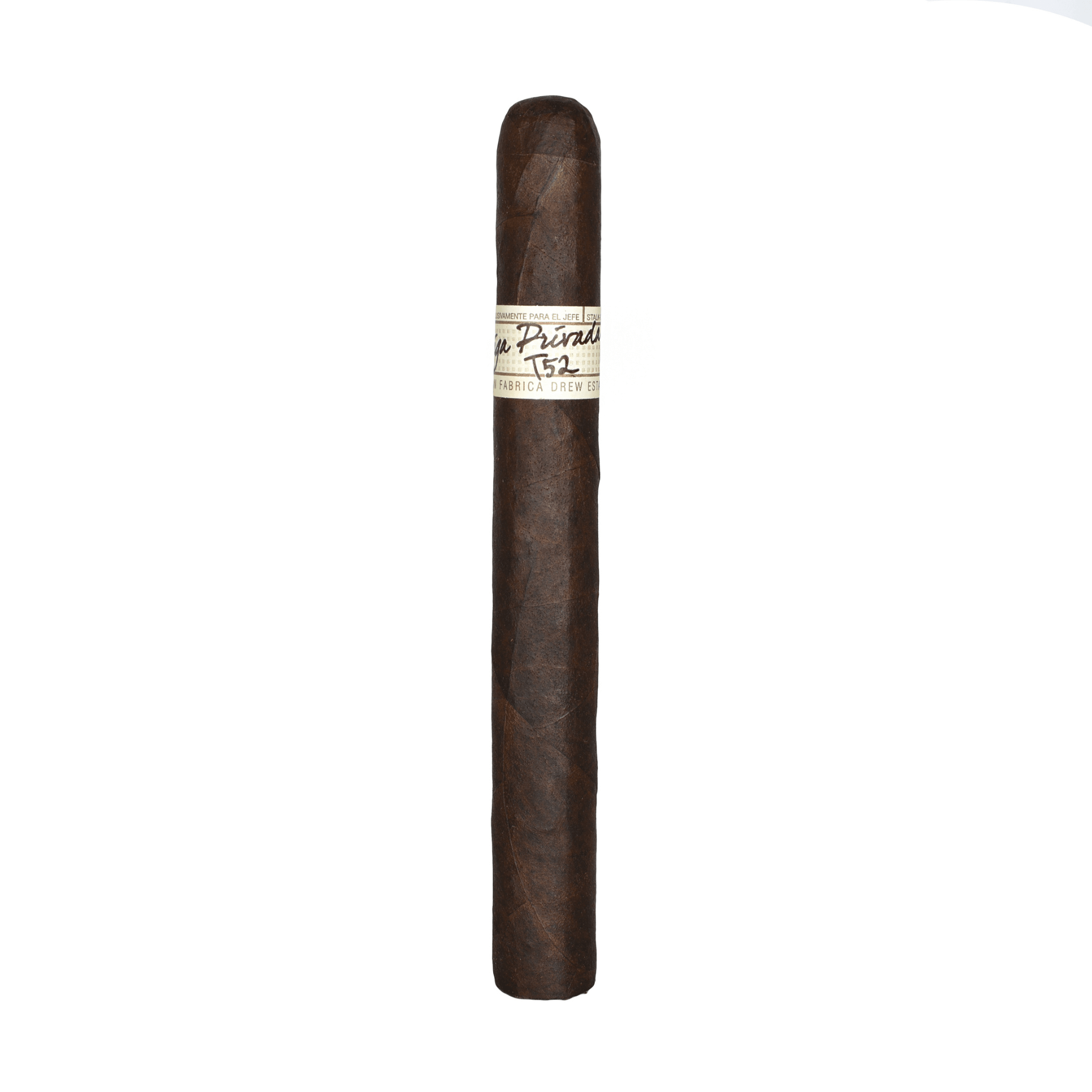 Liga Privada T52 Corona Doble cigar, full-bodied with Connecticut River Valley wrapper, 7x54 size, noted for robust flavor.