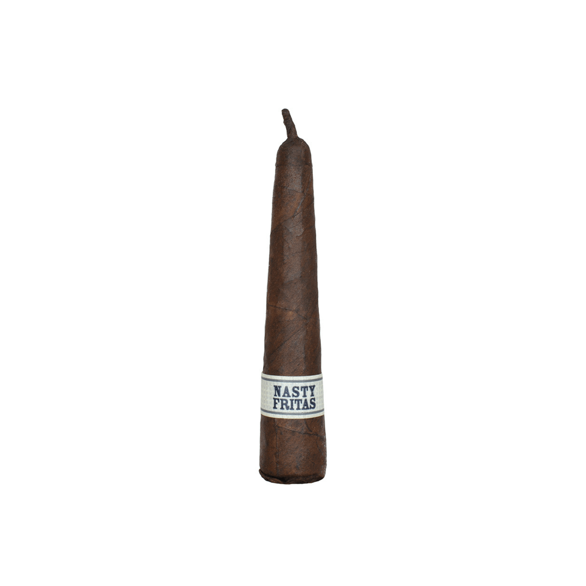 Liga Privada Nasty Fritas cigar with Connecticut Broadleaf wrapper and unique short pyramid shape.