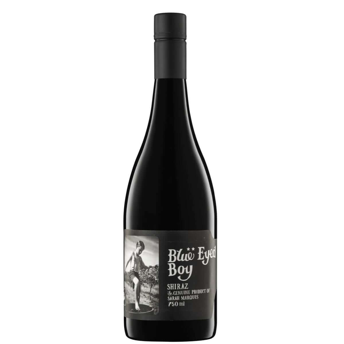 MollyDooker Blue Eyed Boy 2021 Shiraz wine bottle - McLaren Vale, Australia, 750ml, bold full-bodied red, by Sarah and Sparky Marquis.