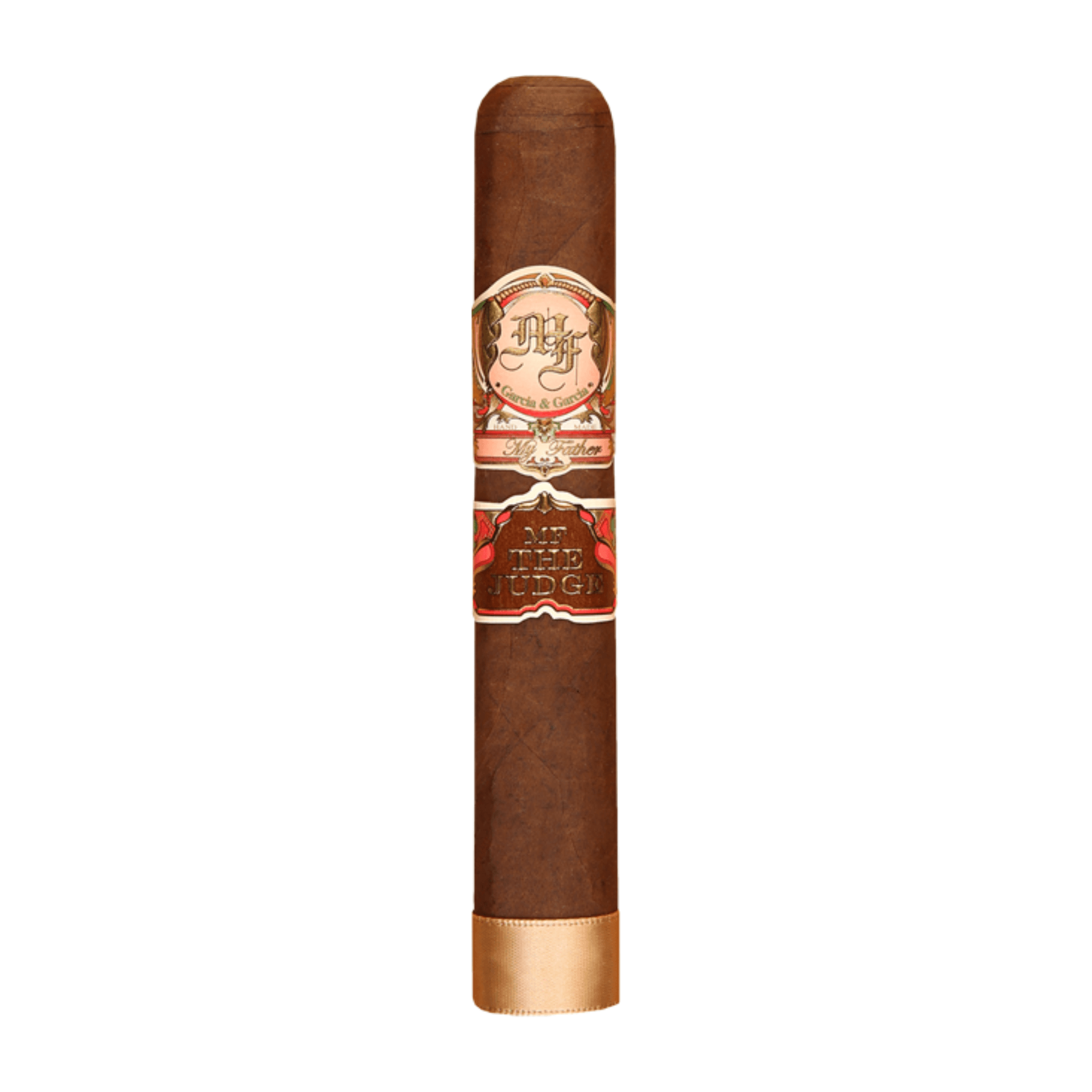 My Father The Judge Toro Box Press cigar with Ecuadorian Sumatra wrapper, showcasing intricate label design.