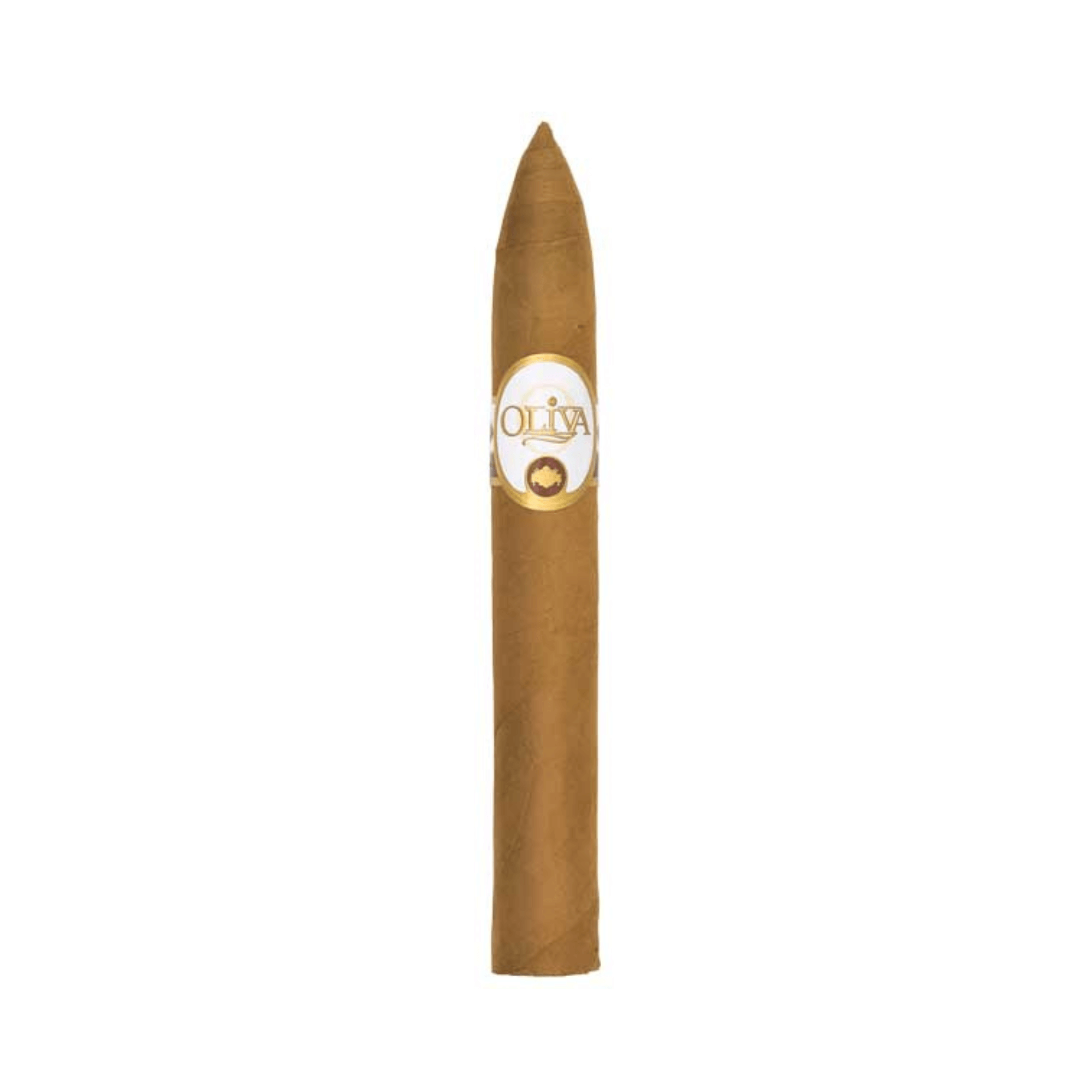 Oliva Connecticut Reserve Torpedo cigar with Ecuadorian Connecticut wrapper, mild to medium strength, size 6.5 x 52.