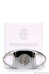 Klaro Chrome Cigar Cutter with sharp blades and smooth movement in elegant design, displayed on packaging.