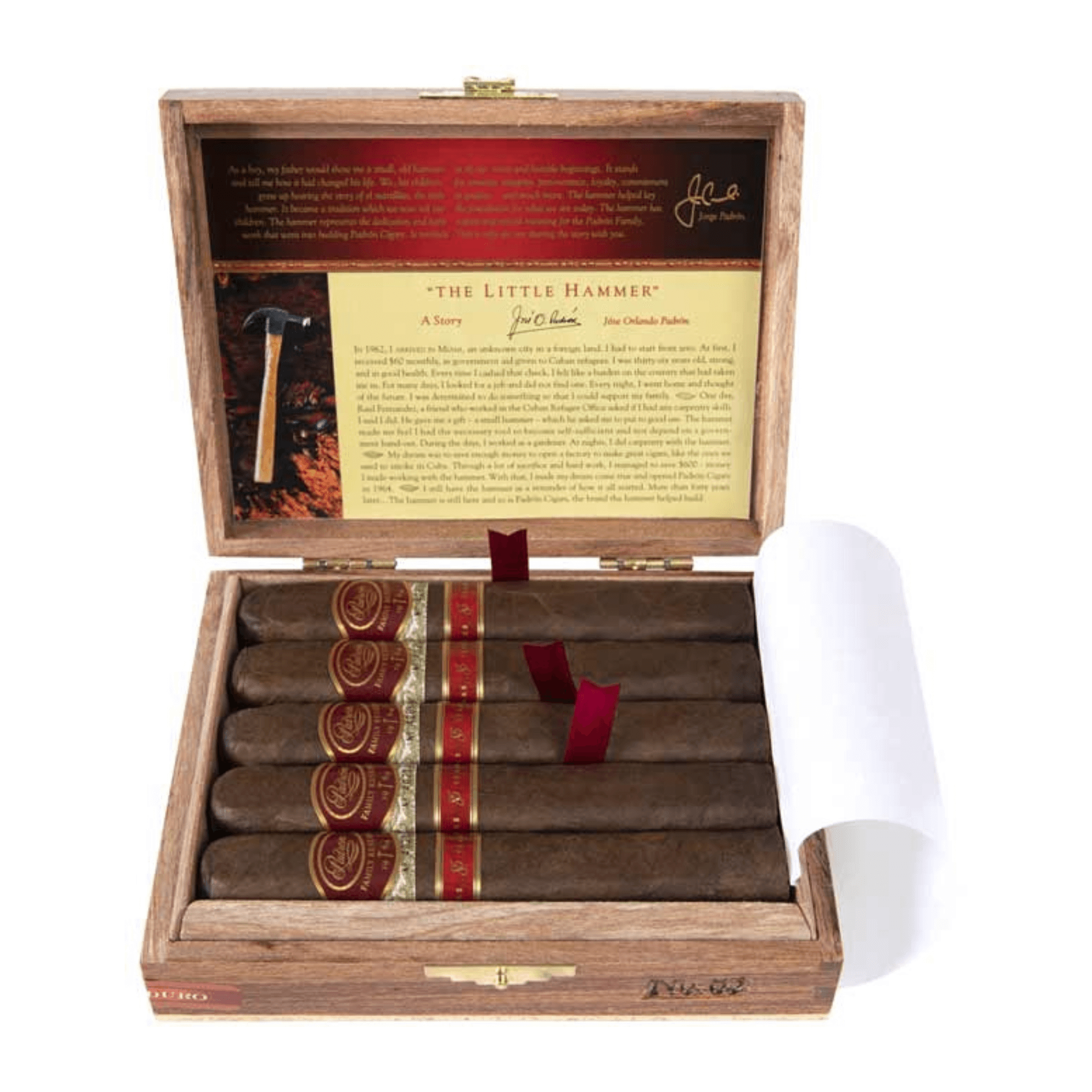 Open box of Padron Family Reserve No. 85 Maduro cigars, 10-count, showcasing Nicaraguan Maduro wrapper and luxurious design.