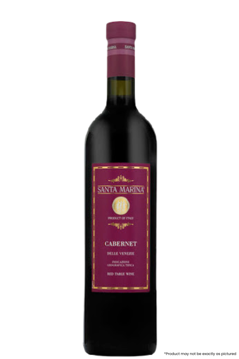 Type: Red Wine
Varietal: Cabernet Sauvignon
Region: Veneto
Country: Italy
Size: 750ml
ABV: 12%
Notes:
Santa Marina Cabernet has classic notes of cassis and black tea suffuse this wine. Luscious notes of cedar and vanilla complement its elegant but bold tannin structure. A medium to full-bodied wine with a pleasant, lingering finish.