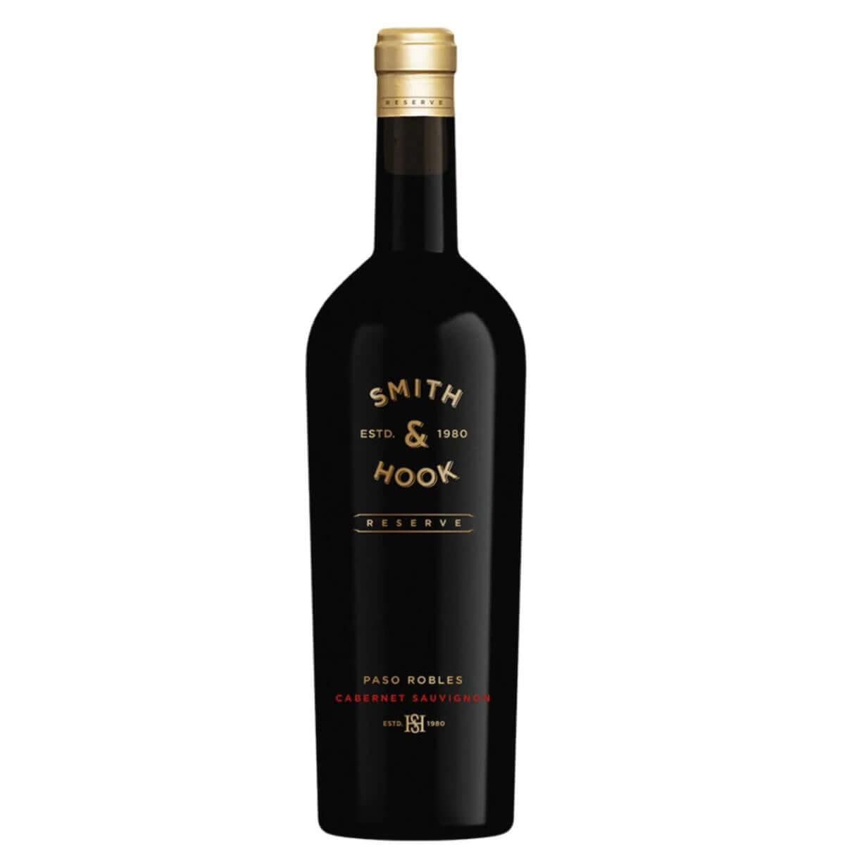 Smith & Hook Reserve Cabernet Sauvignon 2019 bottle, Central Coast California red wine, 750ml size.