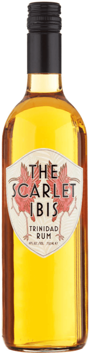 The Scarlet Ibis Trinidad Rum 750ml bottle featuring a blend of aged rums with notes of toffee, tobacco, and honey.