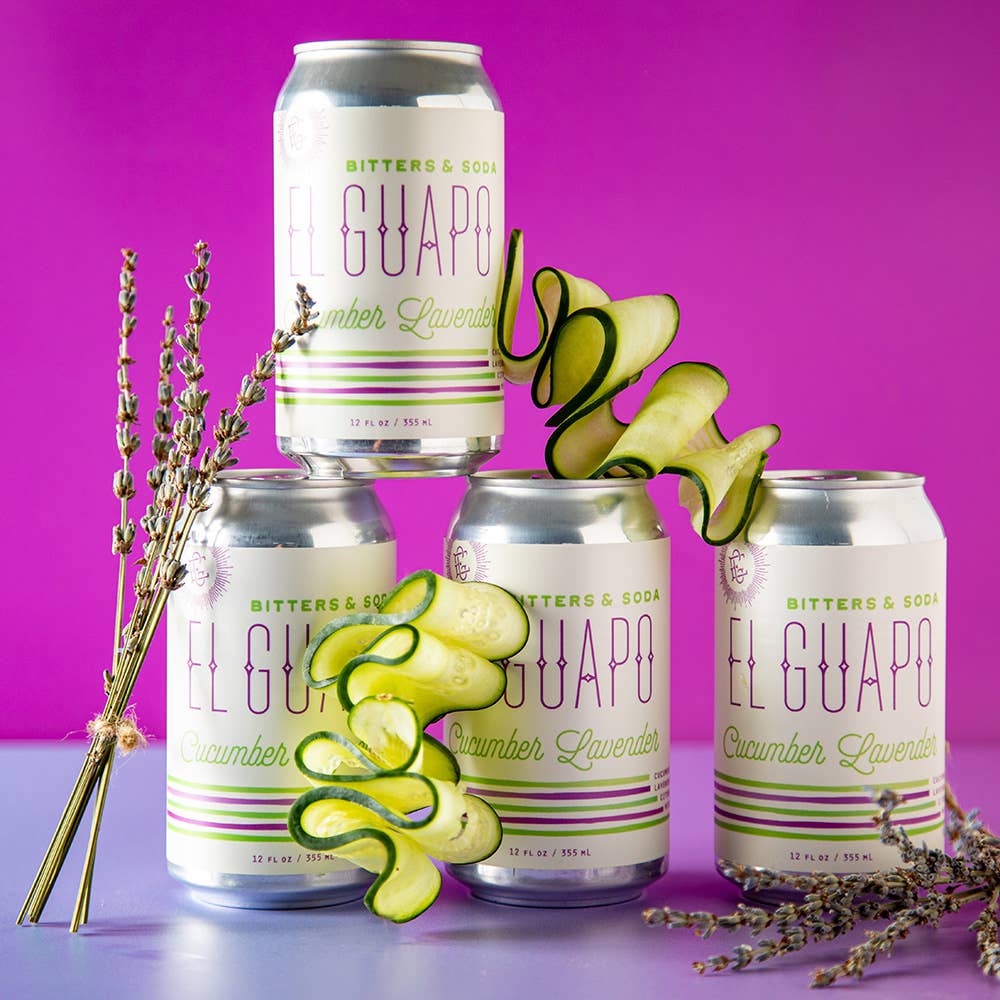 El Guapo Bitters & Soda Cucumber Lavender 4 Pack | 12oz Cans