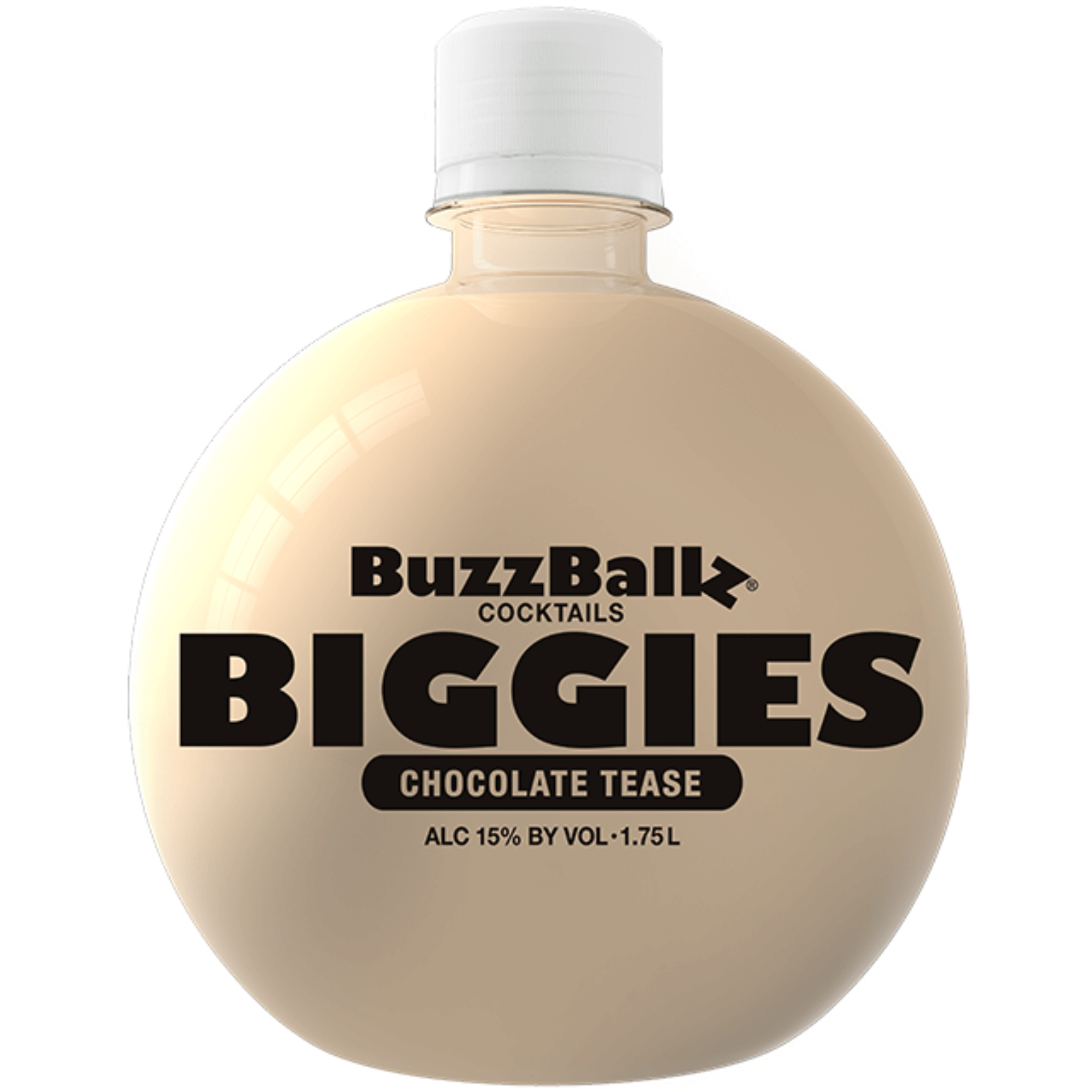 BuzzBallz Biggies Chocolate Tease 1.75L bottle, a creamy chocolate vodka cocktail from BuzzBallz, ideal for dessert lovers.