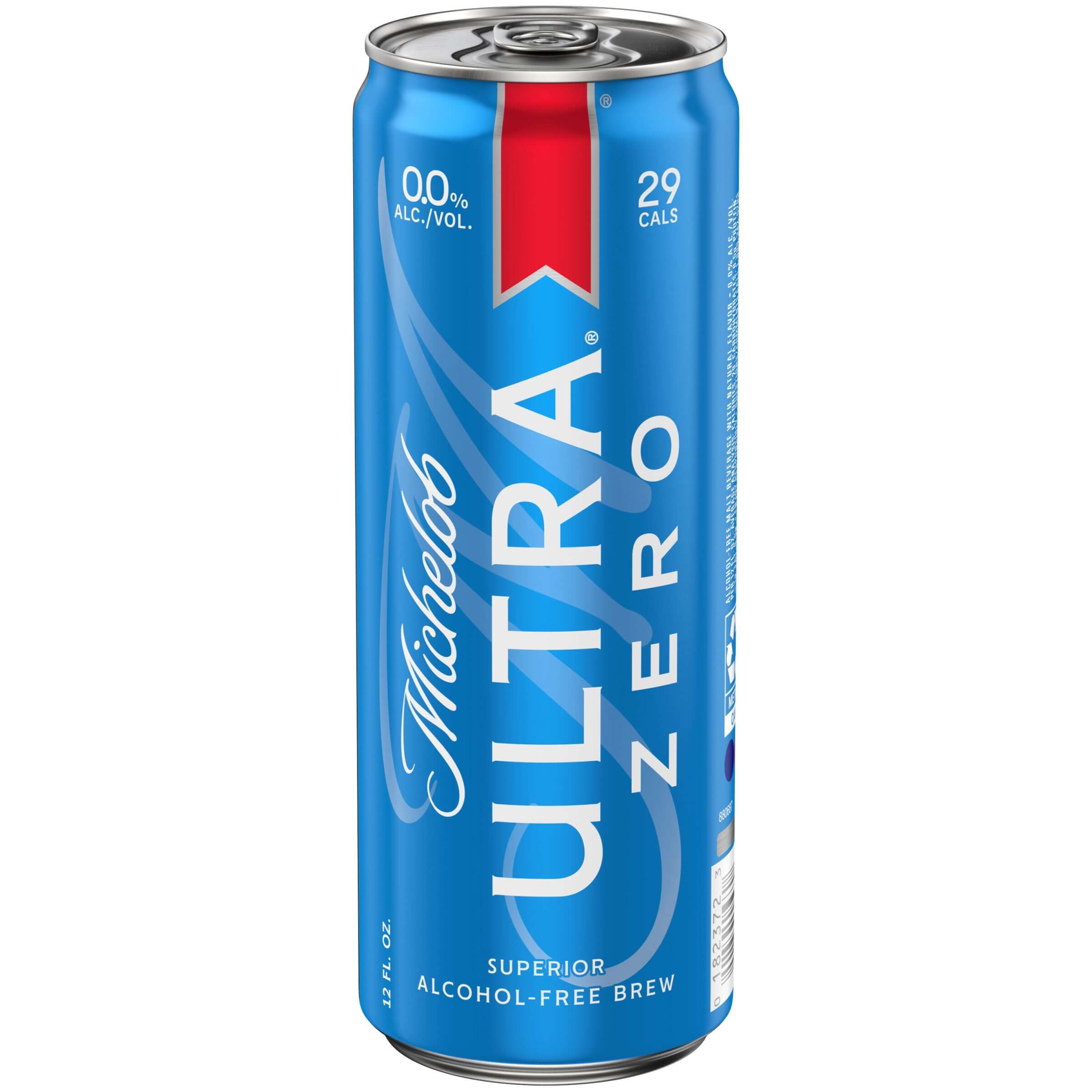 Michelob Ultra Zero Non-Alcoholic Light Lager 12oz Can from Anheuser-Busch, Missouri, with 0.0% ABV, crisp and refreshing.