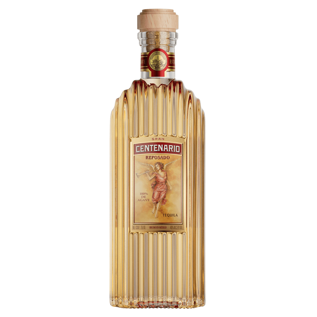 Gran Centenario Reposado Tequila 750ml bottle, aged in American oak, 100% Blue Weber agave, distilled in Tequila, Jalisco, Mexico.