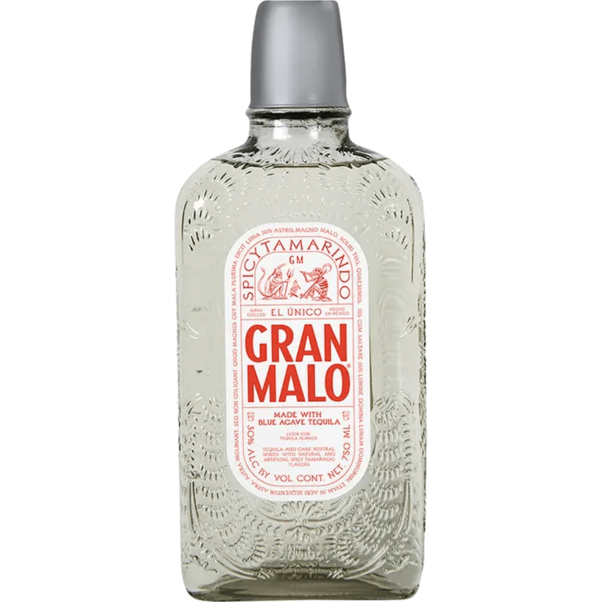 Gran Malo Spicy Tamarindo Tequila 750ml bottle with textured glass, showcasing bold Mexican flavors.