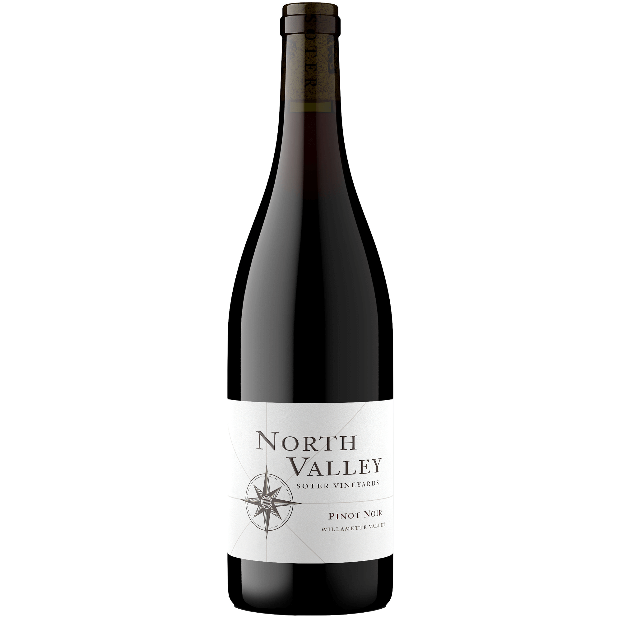 2021 North Valley Pinot Noir 750ml bottle from Willamette Valley, Oregon, known for its silky, earthy profile and aromatic bouquet.