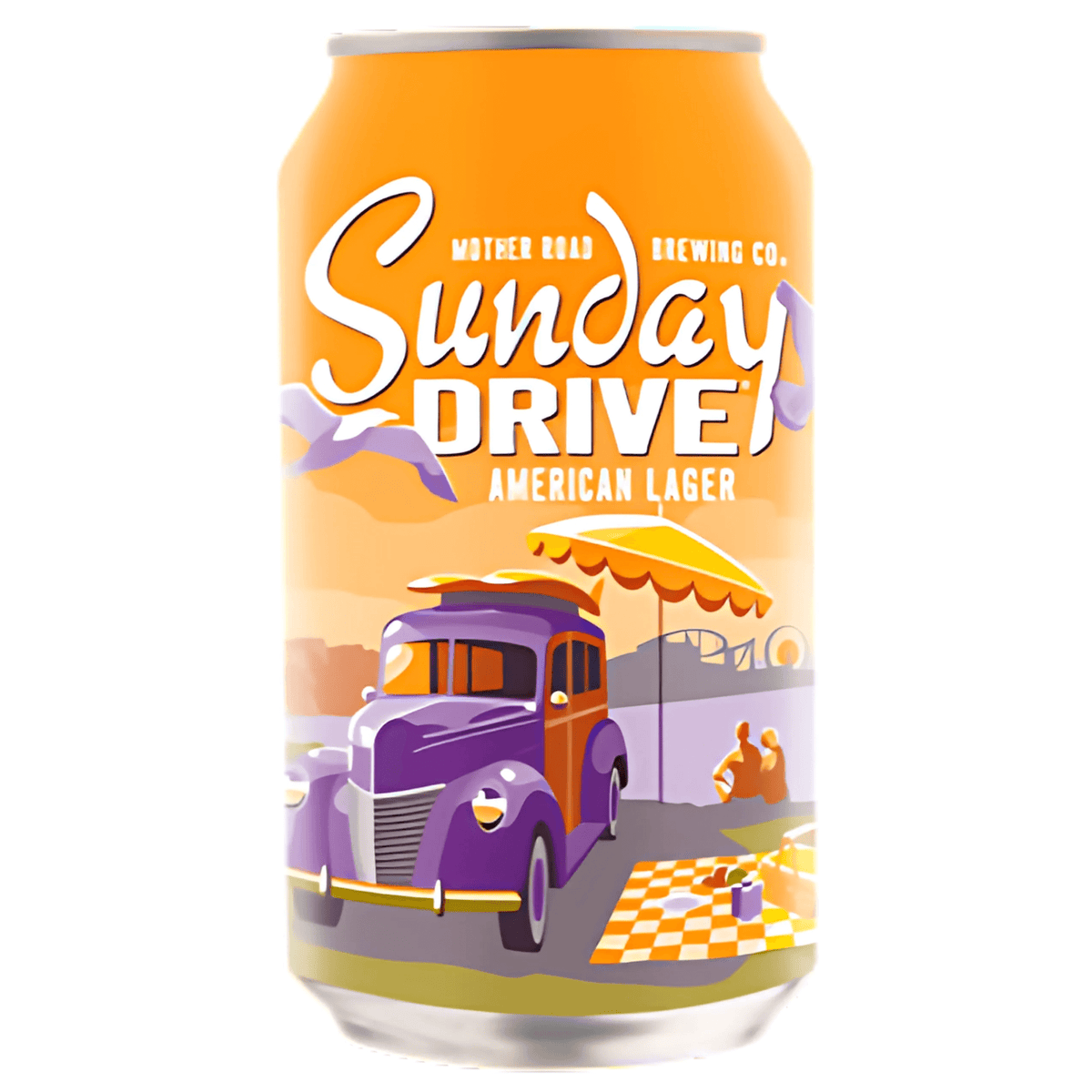 Mother Road Sunday Drive 12oz Can, American Lager, Flagstaff, AZ. Classic lager with toasted malt and honey notes. 4.3% ABV.