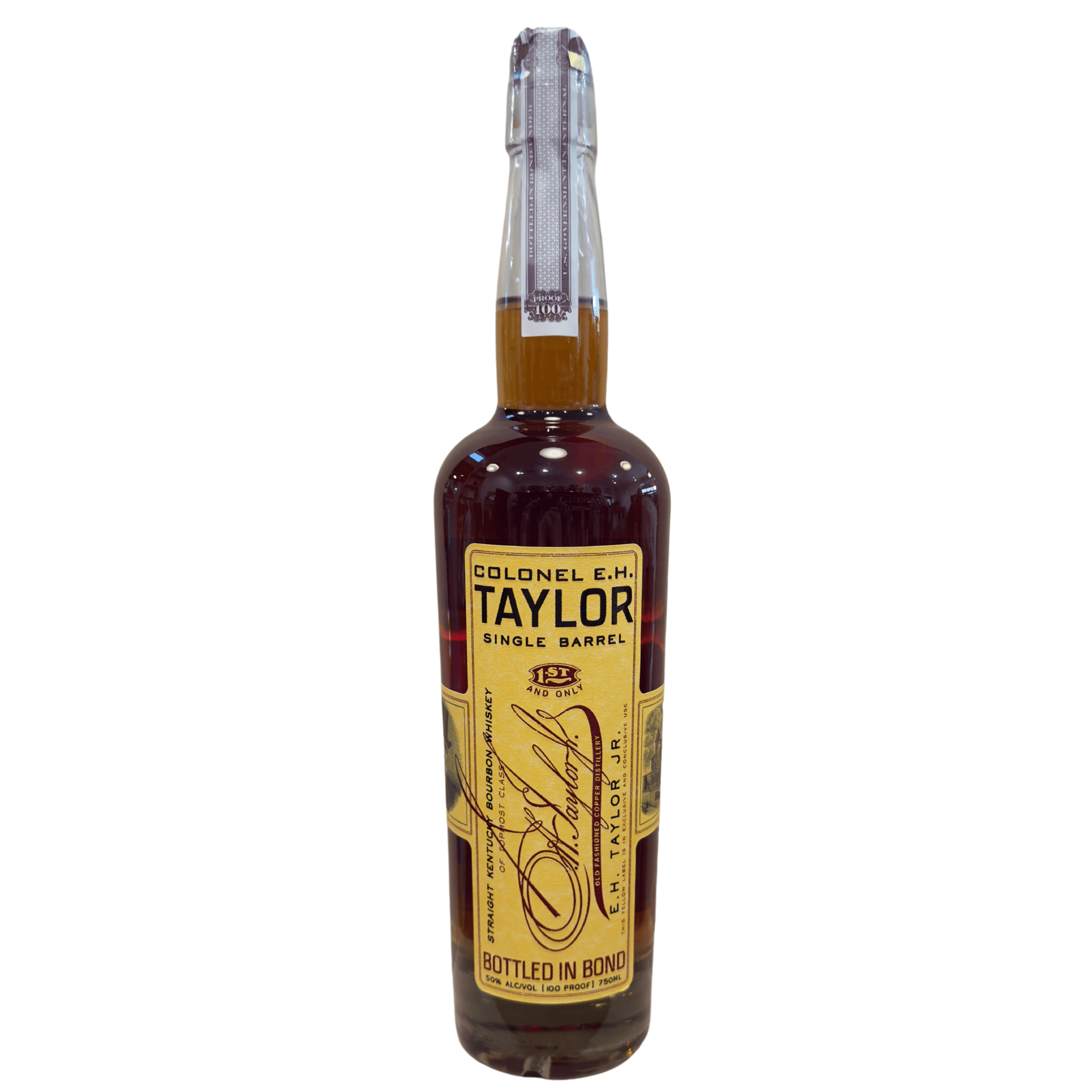 E.H. Taylor PPLD X Flagstaff Liquor Single Barrel Bourbon 750ml bottle, aged 6-8 years, from Buffalo Trace Distillery, Kentucky.