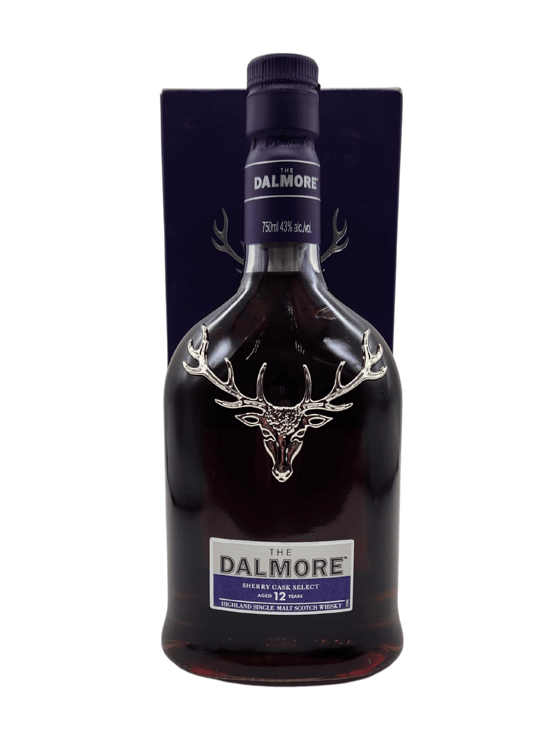 Dalmore 12 Year Old Sherry Cask Select Scotch Whisky bottle, 750mL, Highland Single Malt, displayed with box, elegant design