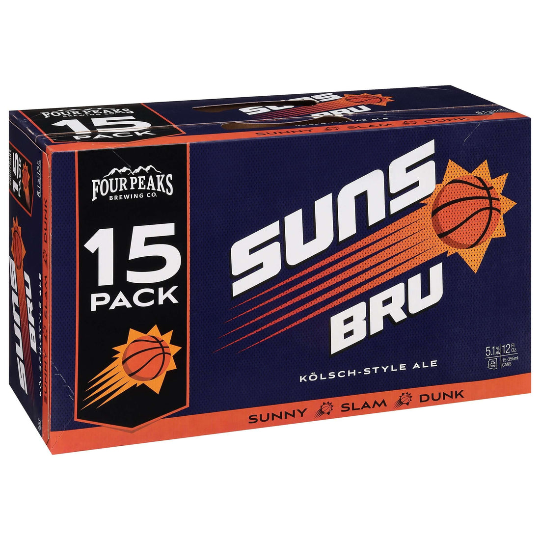 Four Peaks Suns Bru 15-Pack Kölsch-Style Ale 12oz cans with basketball-themed design
