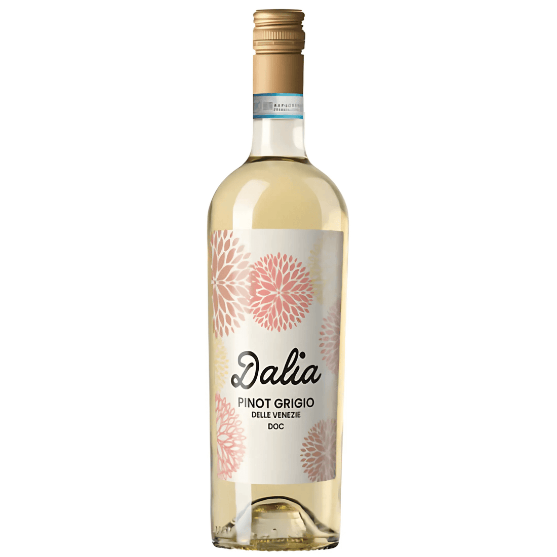 Dalia Pinot Grigio 2023 wine bottle with floral label design, Veneto, Italy, 750ml, elegant white peach and green apple notes