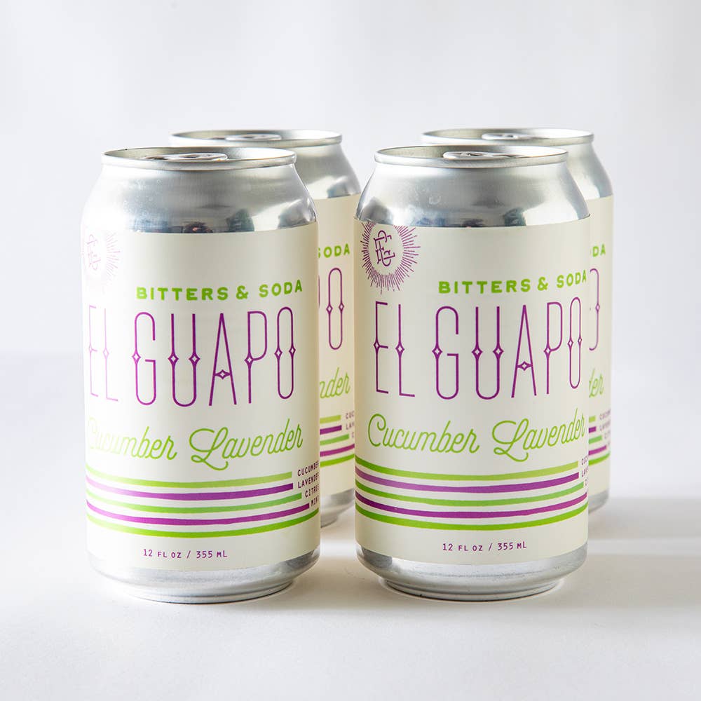 El Guapo Bitters &amp; Soda Cucumber Lavender 4 Pack | 12oz Cans