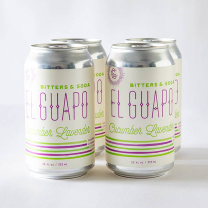 El Guapo Bitters &amp; Soda Cucumber Lavender 4 Pack | 12oz Cans