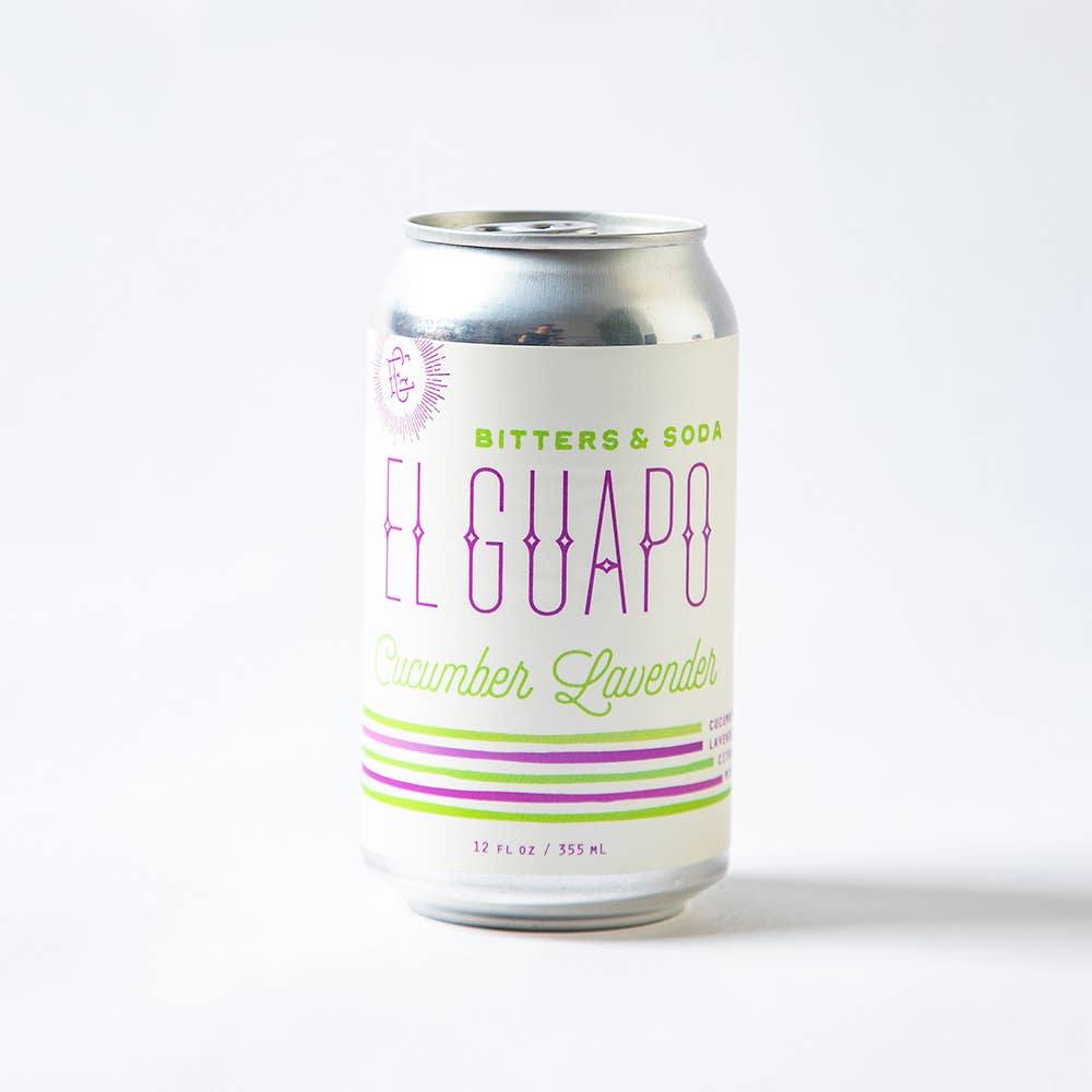 El Guapo Bitters &amp; Soda Cucumber Lavender 4 Pack | 12oz Cans