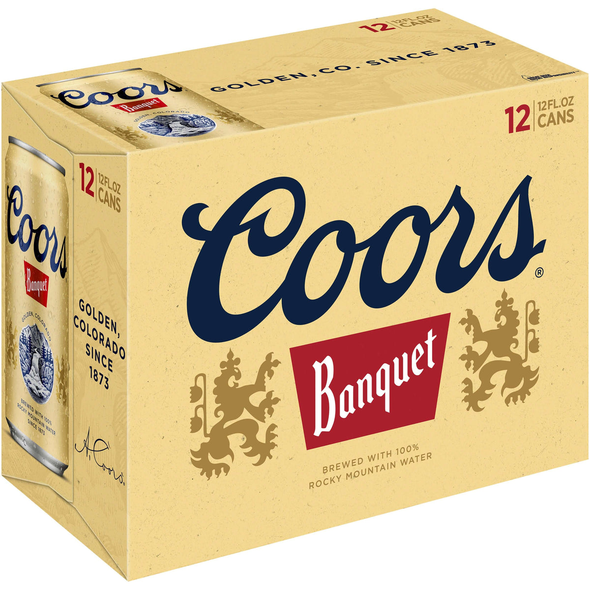 Coors Banquet 12 Pack - 12oz Cans in packaging, American Lager, Coors Brewing Company, Golden, Colorado, USA