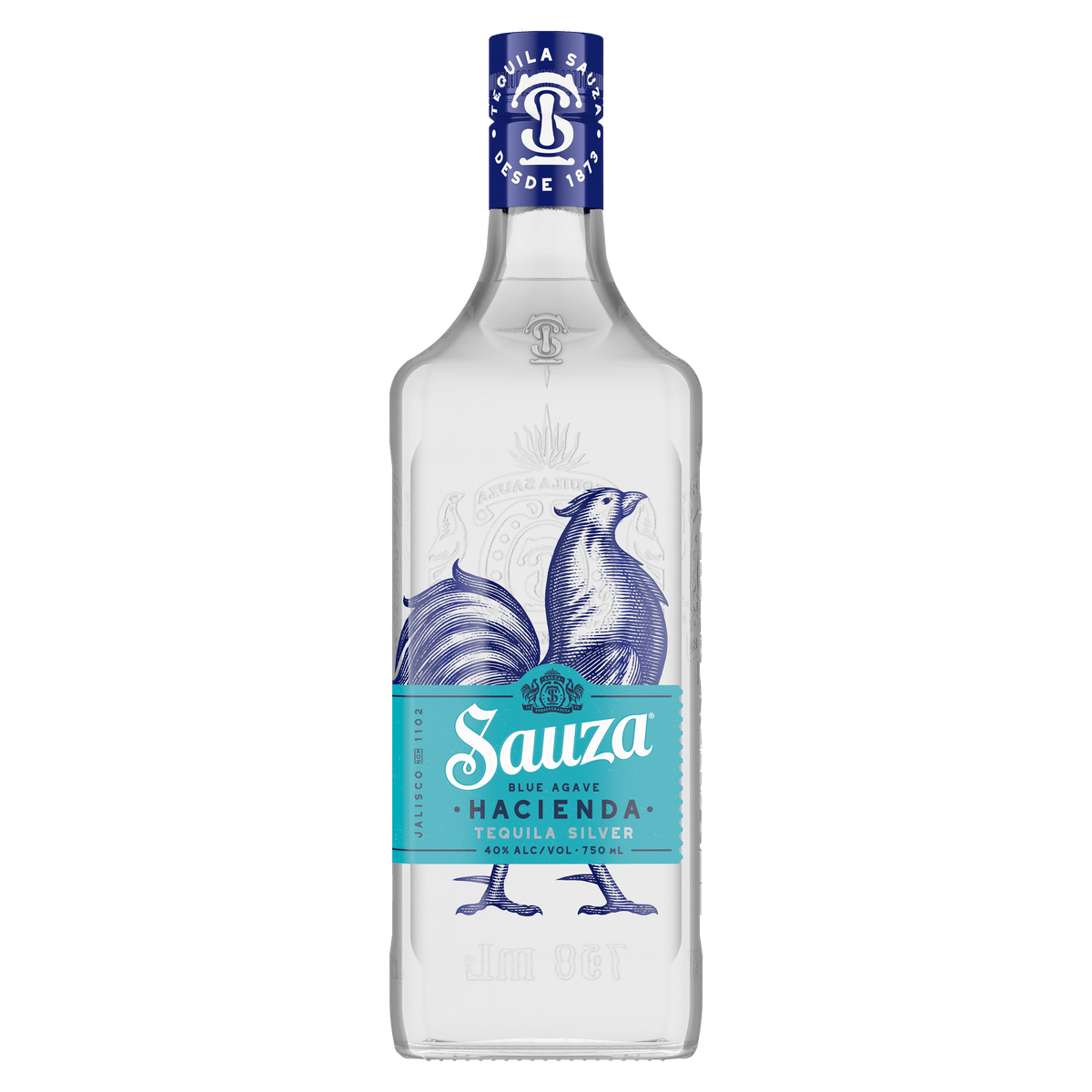 Sauza Silver Tequila 750ml bottle, Blanco tequila, crafted in Tequila, Jalisco, by Destiladora Sauza, known for its crisp, fresh profile.