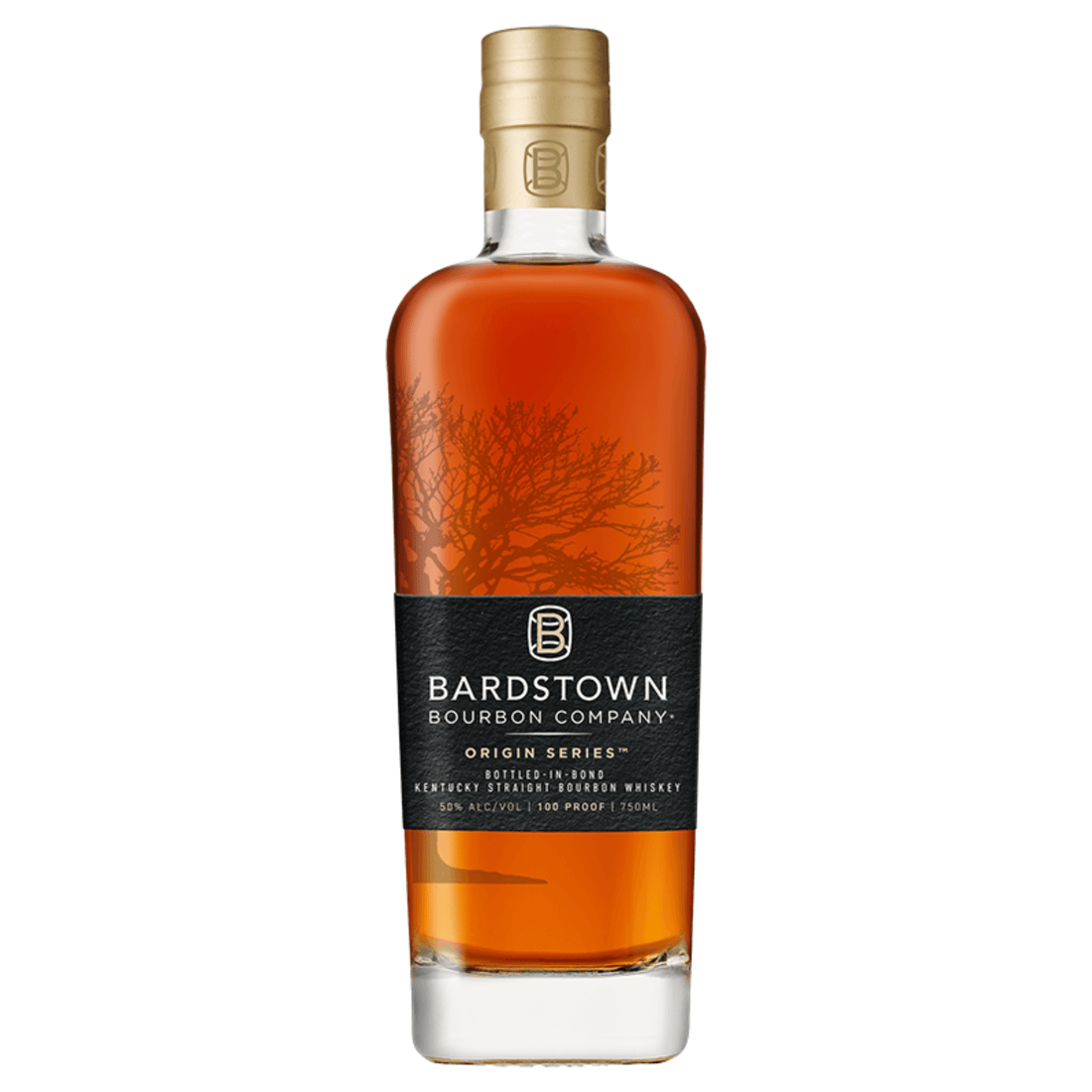 Bardstown Origin Series Bottled-in-Bond Kentucky Straight Bourbon Whiskey 750ml bottle with 50% ABV, featuring rich amber color.