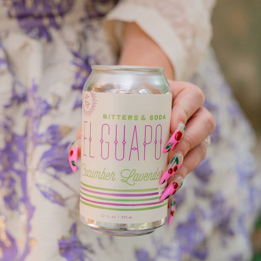 El Guapo Bitters &amp; Soda Cucumber Lavender 4 Pack | 12oz Cans