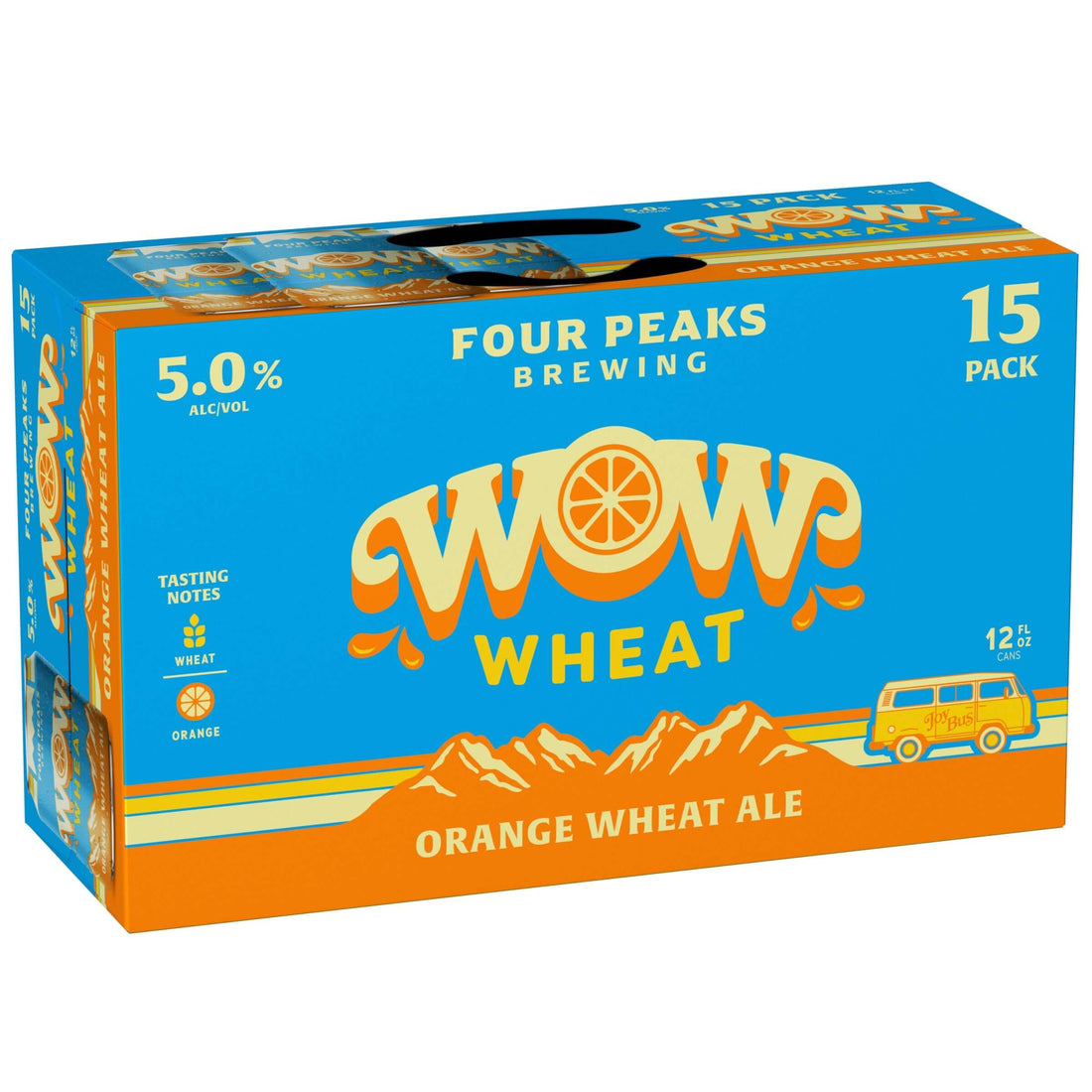 Four Peaks WOW Wheat 15 Pack, 12oz Cans - Citrus Infused American Wheat Ale with Orange and Fruit Flavors