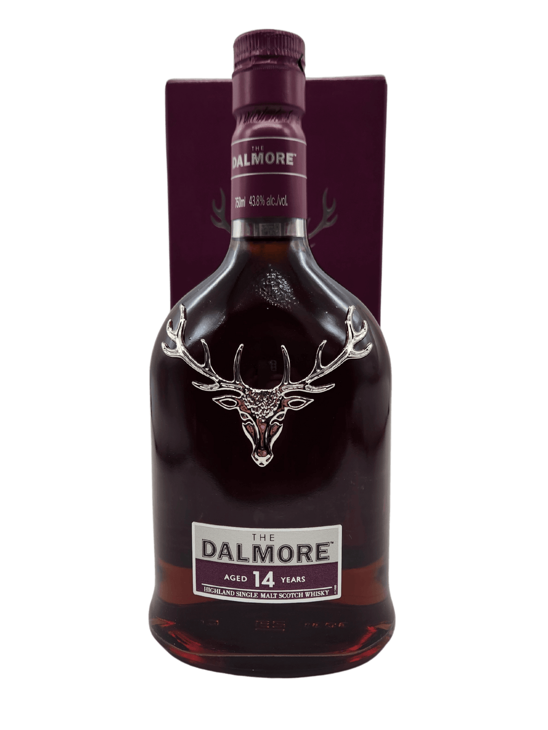 Bottle of Dalmore 14YR Single Malt Scotch, 750mL, featuring Highland flavors of honey and Seville orange, Scotland origin.