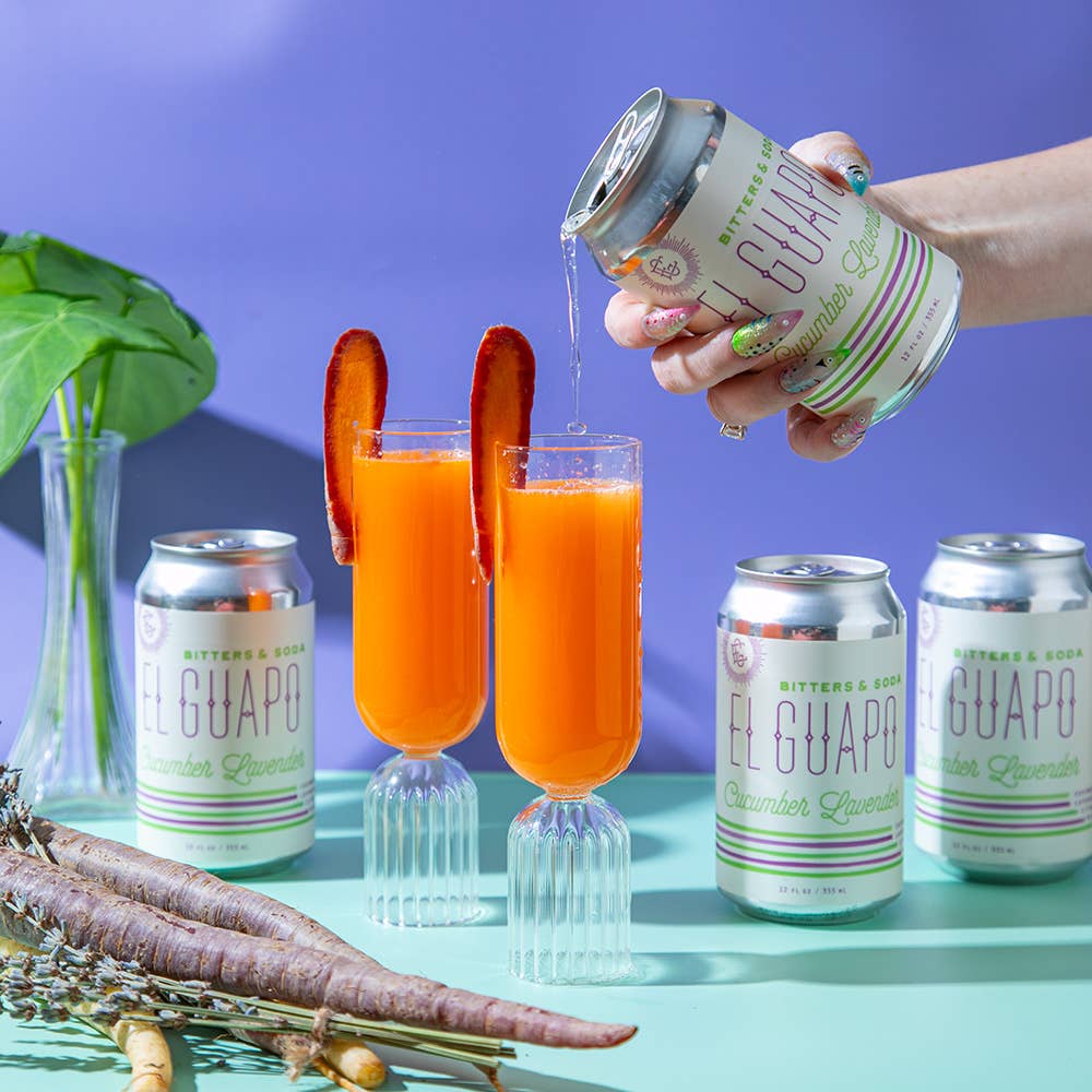 El Guapo Bitters &amp; Soda Cucumber Lavender 4 Pack | 12oz Cans