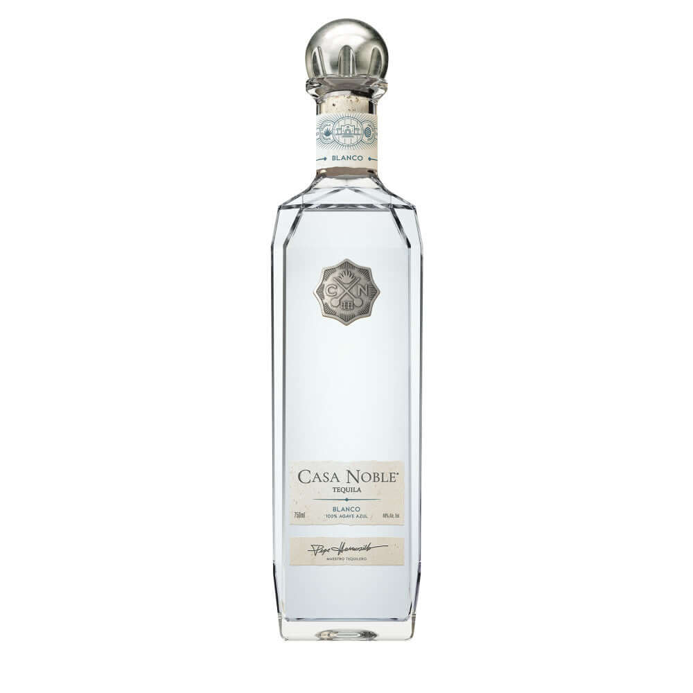 Casa Noble Blanco tequila bottle 750ml, 100% organic Blue Weber agave, crafted by Casa Noble Tequila Company, 40% ABV