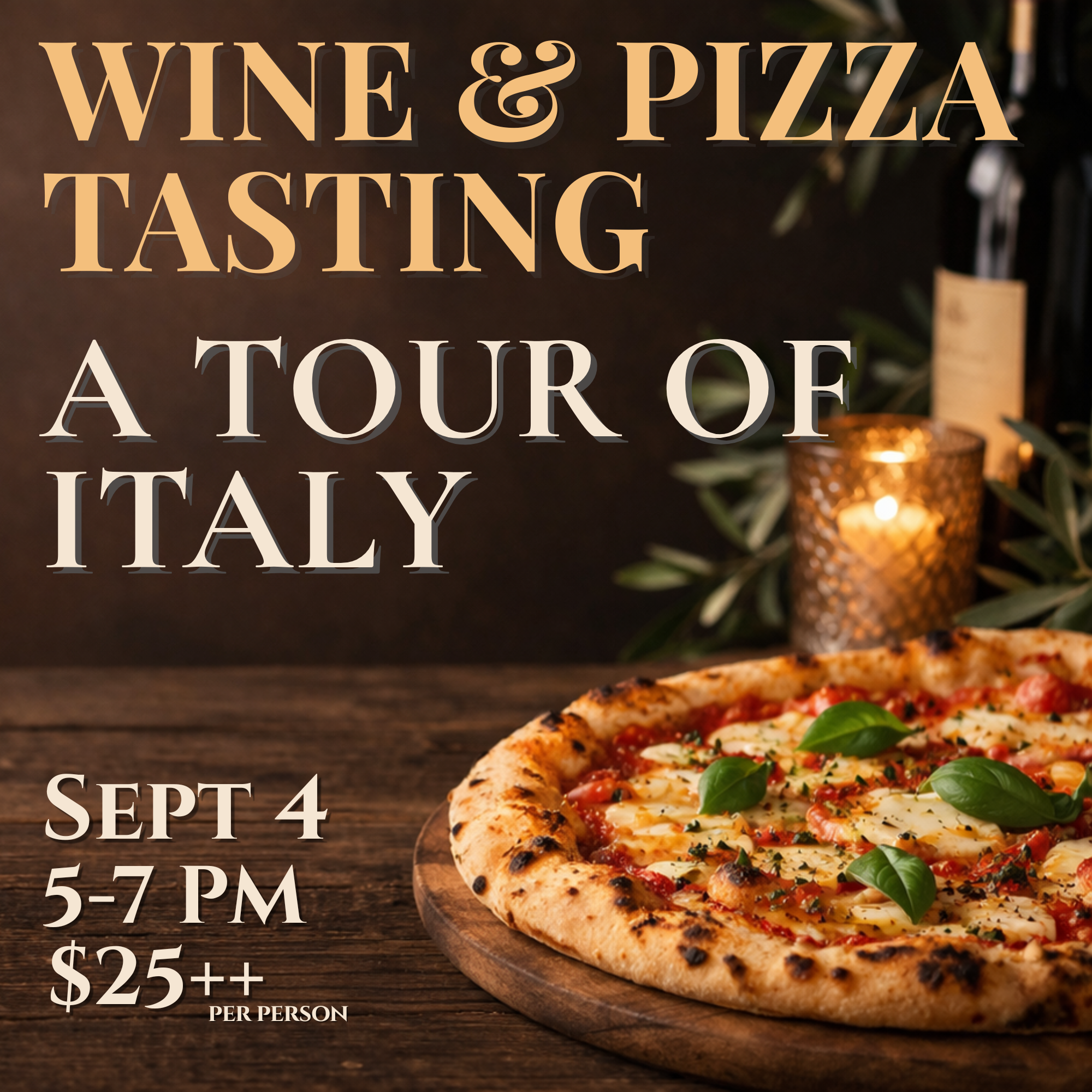 Wine &amp; Pizza Tasting: A Tour of Italy, Sept 4 | 5–7PM