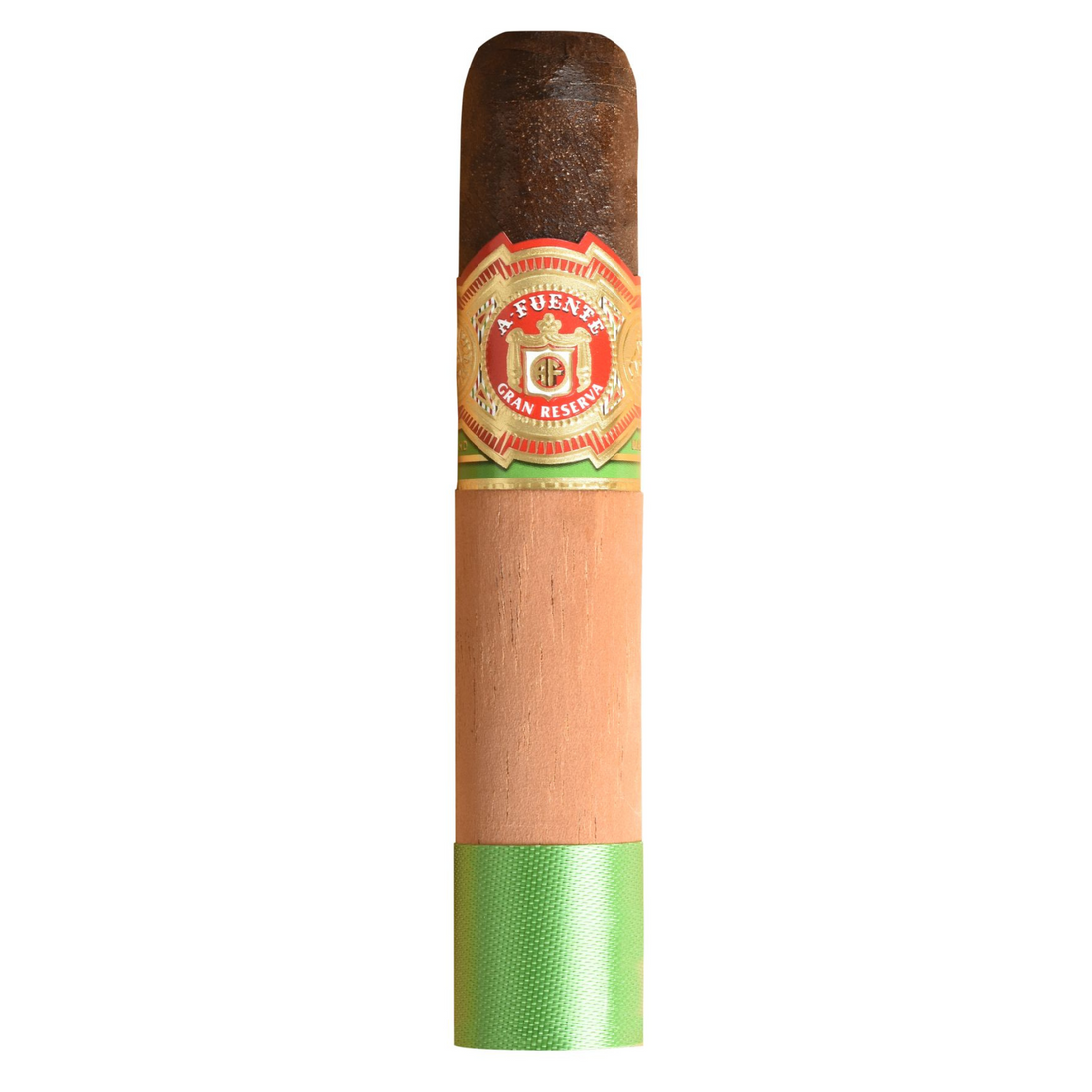 Arturo Fuente Chateau Fuente Maduro cigar with dark wrapper and iconic band logo.